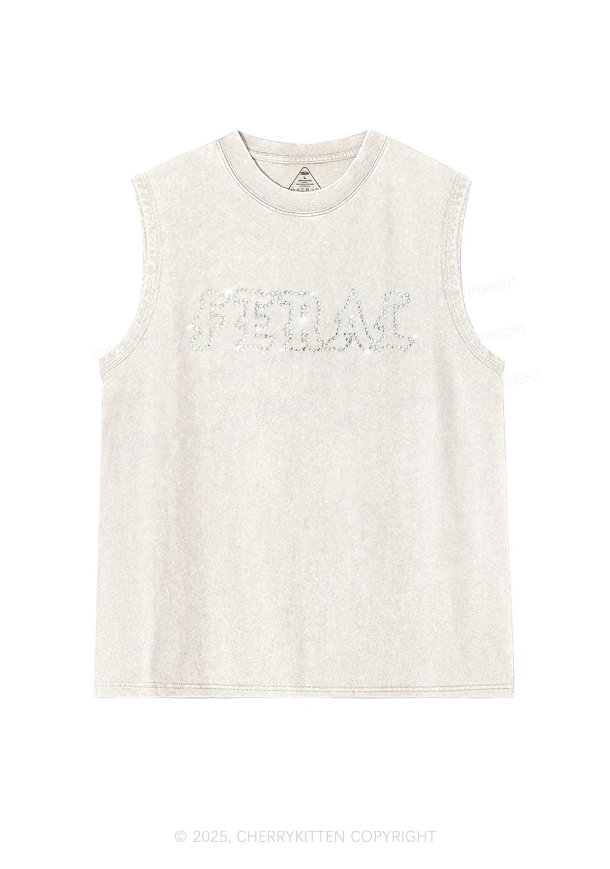 Rhinestone Feral Y2K Washed Muscle Tank Cherrykitten