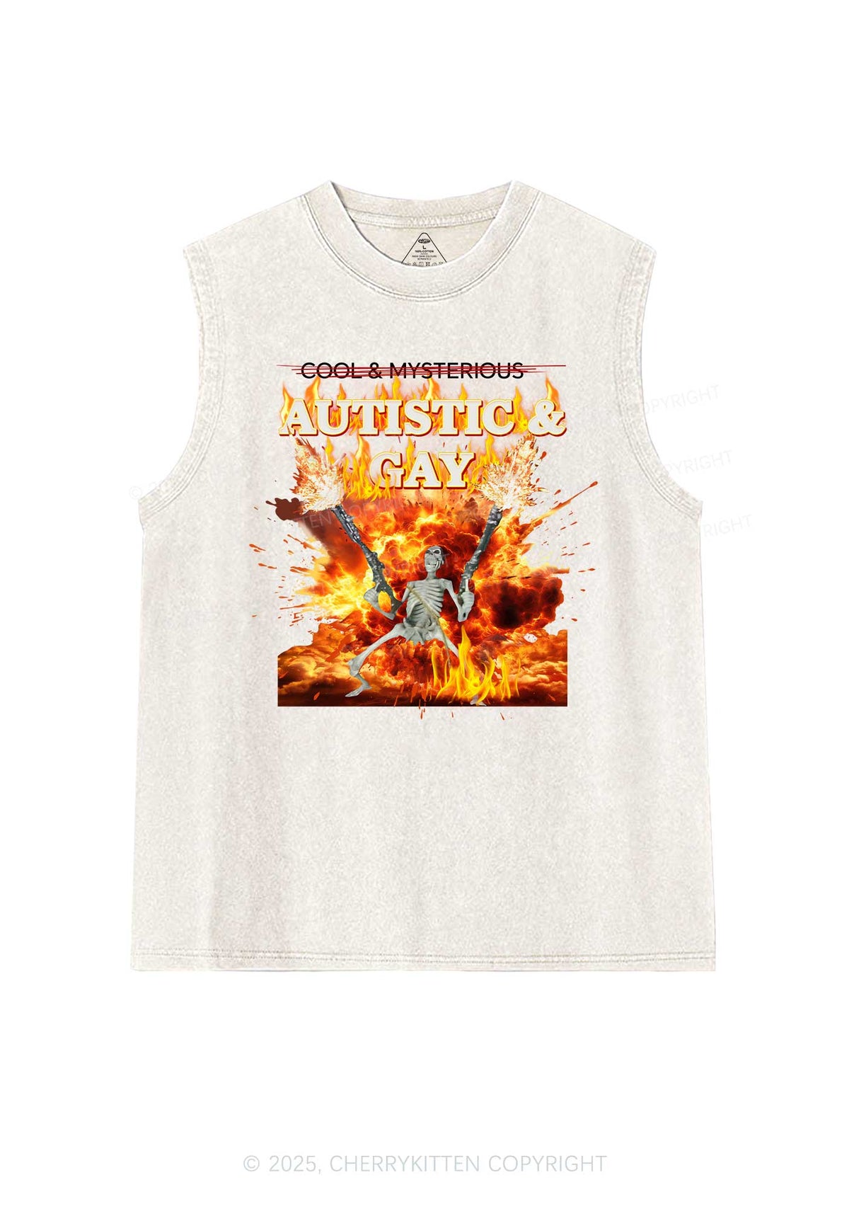 Autistic Gay Skeleton Y2K Washed Tank Cherrykitten