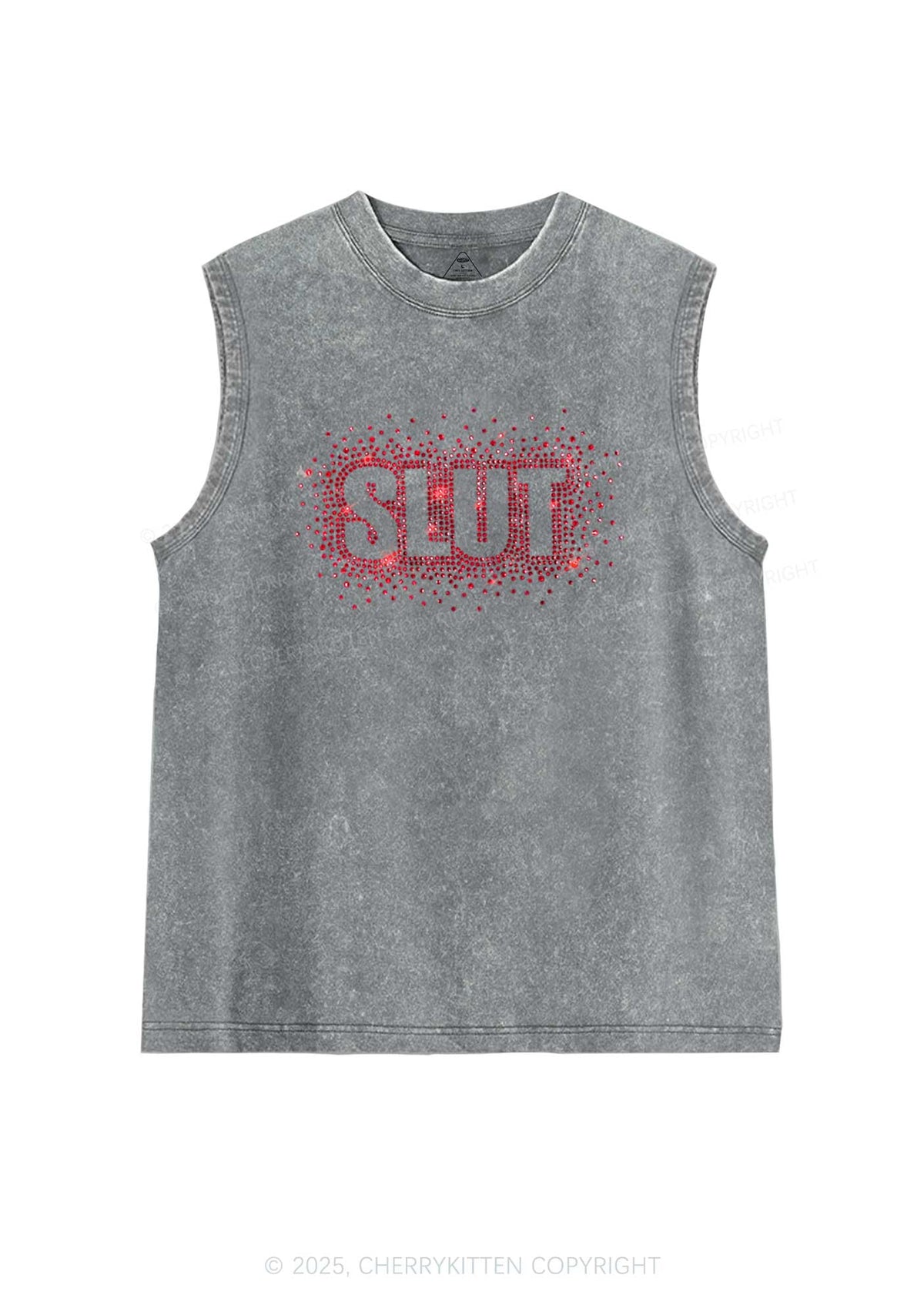 Rhinestone Special Slxt Y2K Washed Muscle Tank Cherrykitten