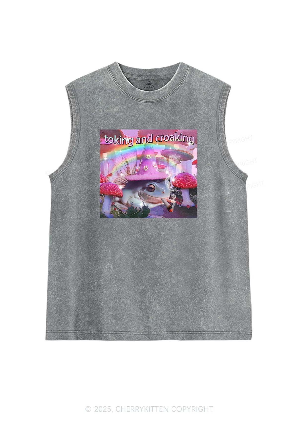 Toking Croaking Frog Y2K Washed Tank Cherrykitten