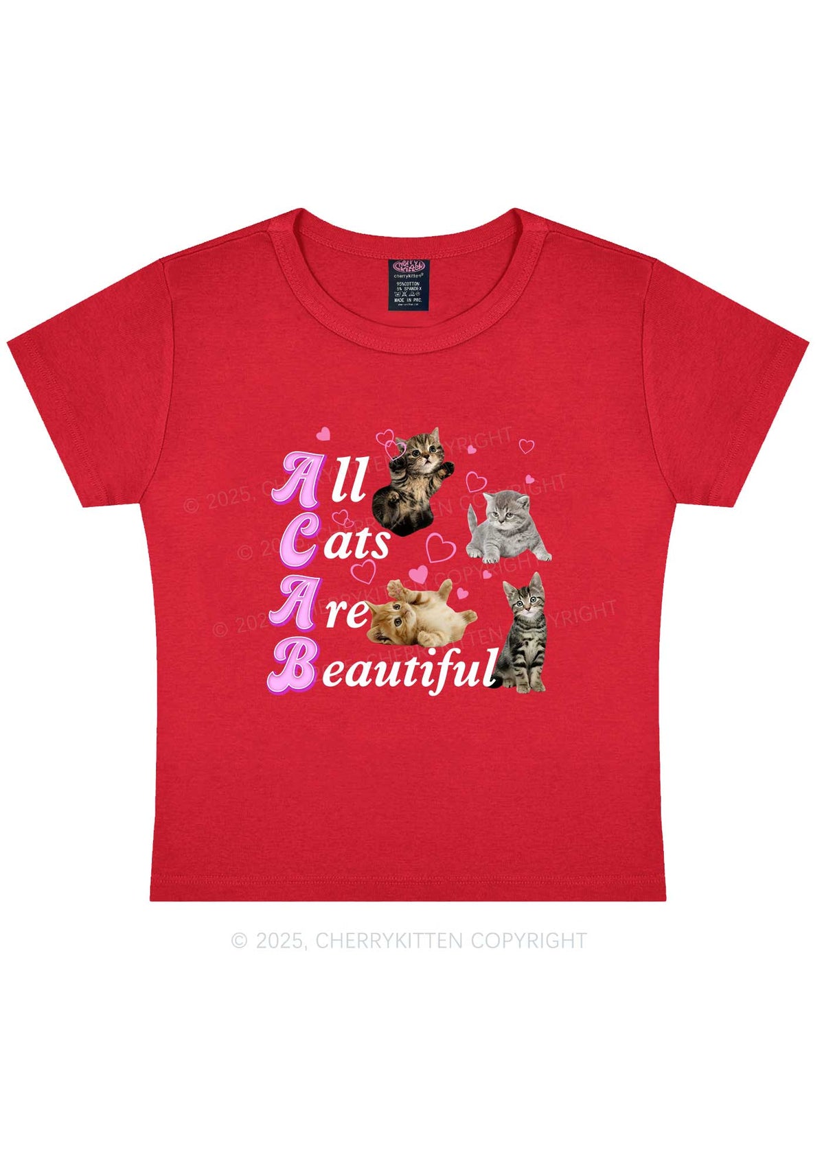 All Cats Are Beautiful Y2K Baby Tee Cherrykitten
