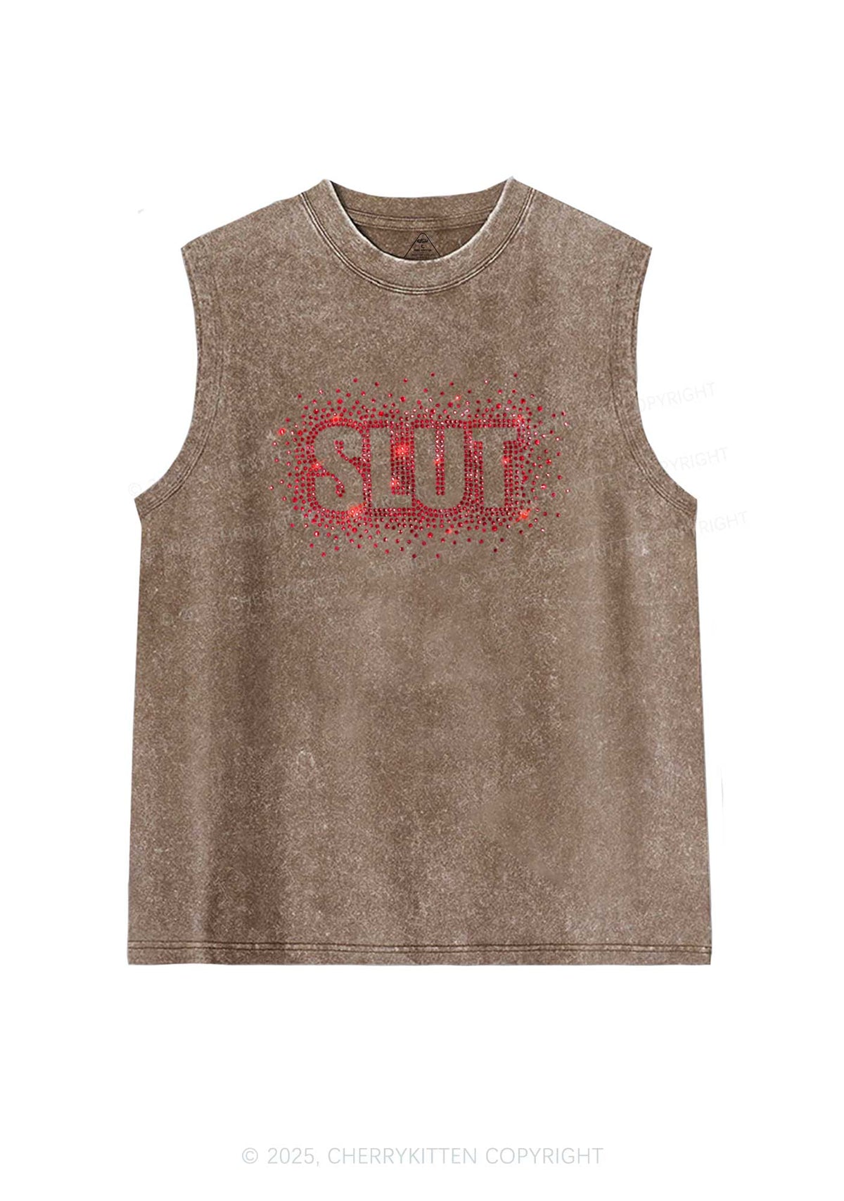 Rhinestone Special Slxt Y2K Washed Muscle Tank Cherrykitten