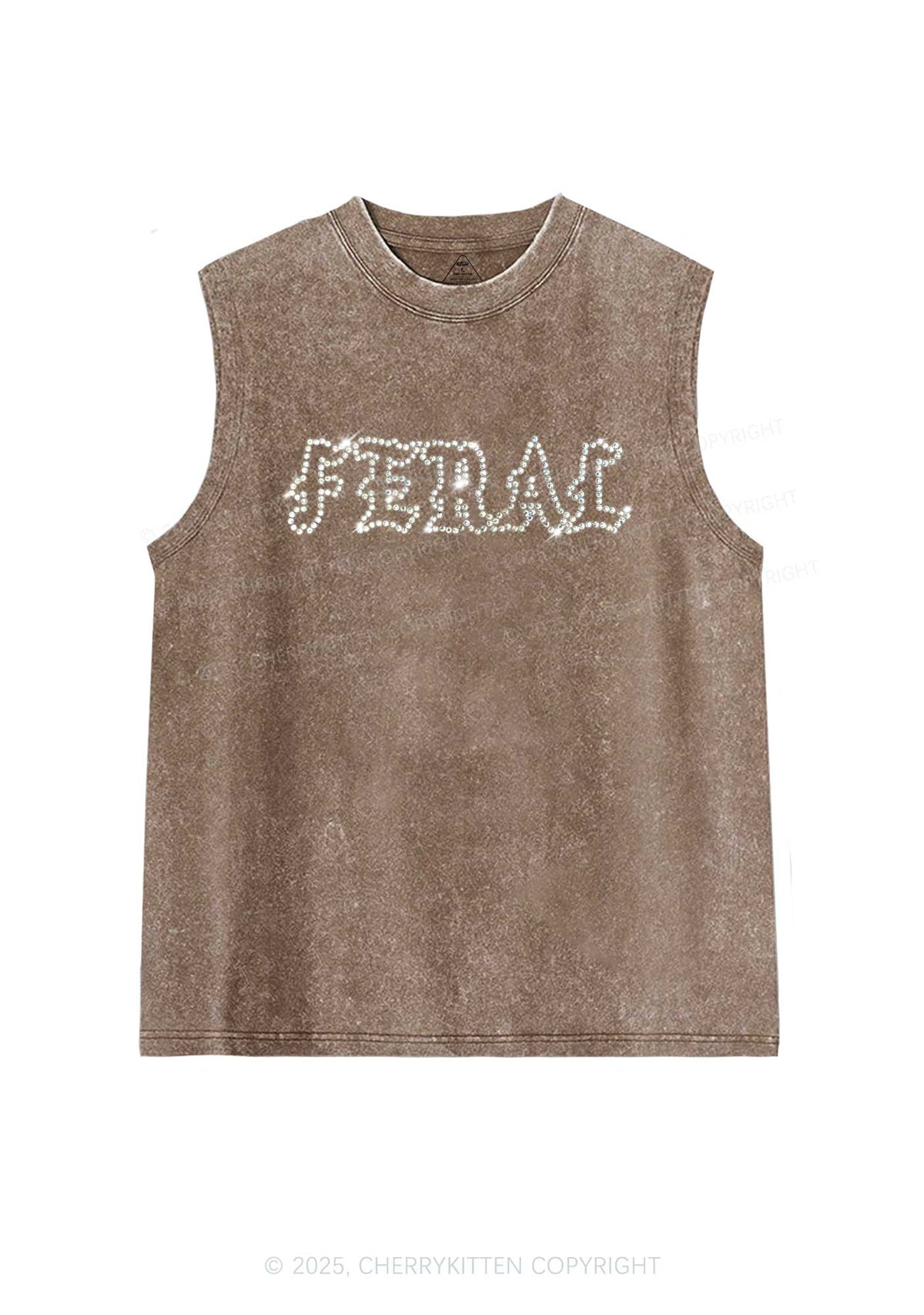 Rhinestone Feral Y2K Washed Muscle Tank Cherrykitten