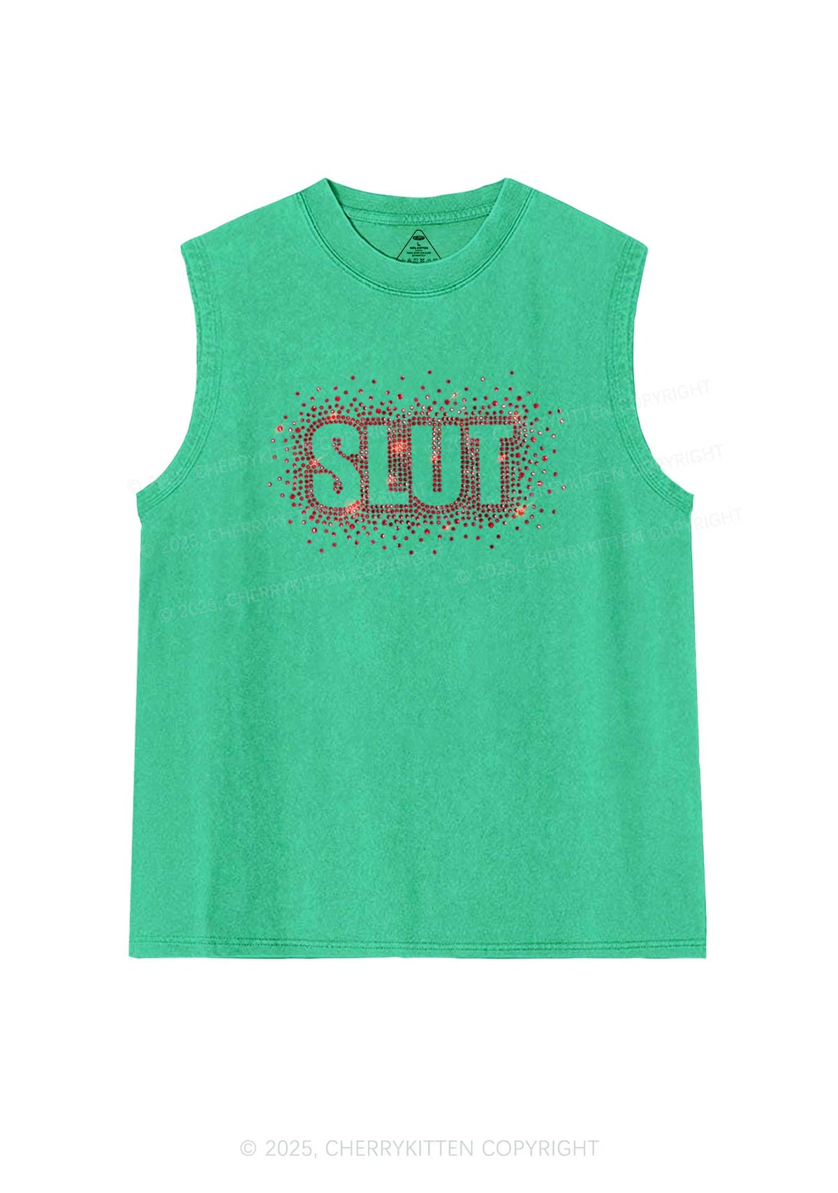 Rhinestone Special Slxt Y2K Washed Muscle Tank Cherrykitten