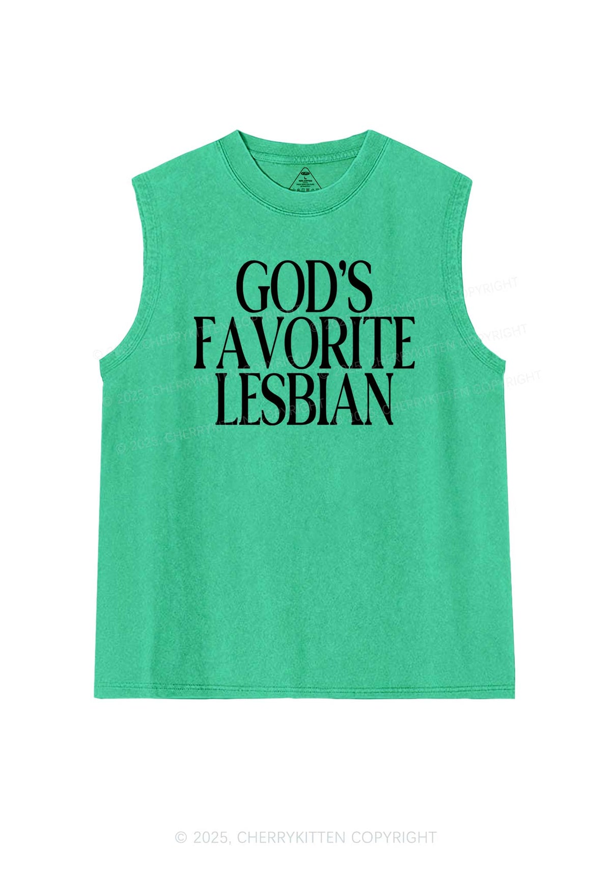 Gods Favorite Lesbian Pride Y2K Washed Muscle Tank Cherrykitten