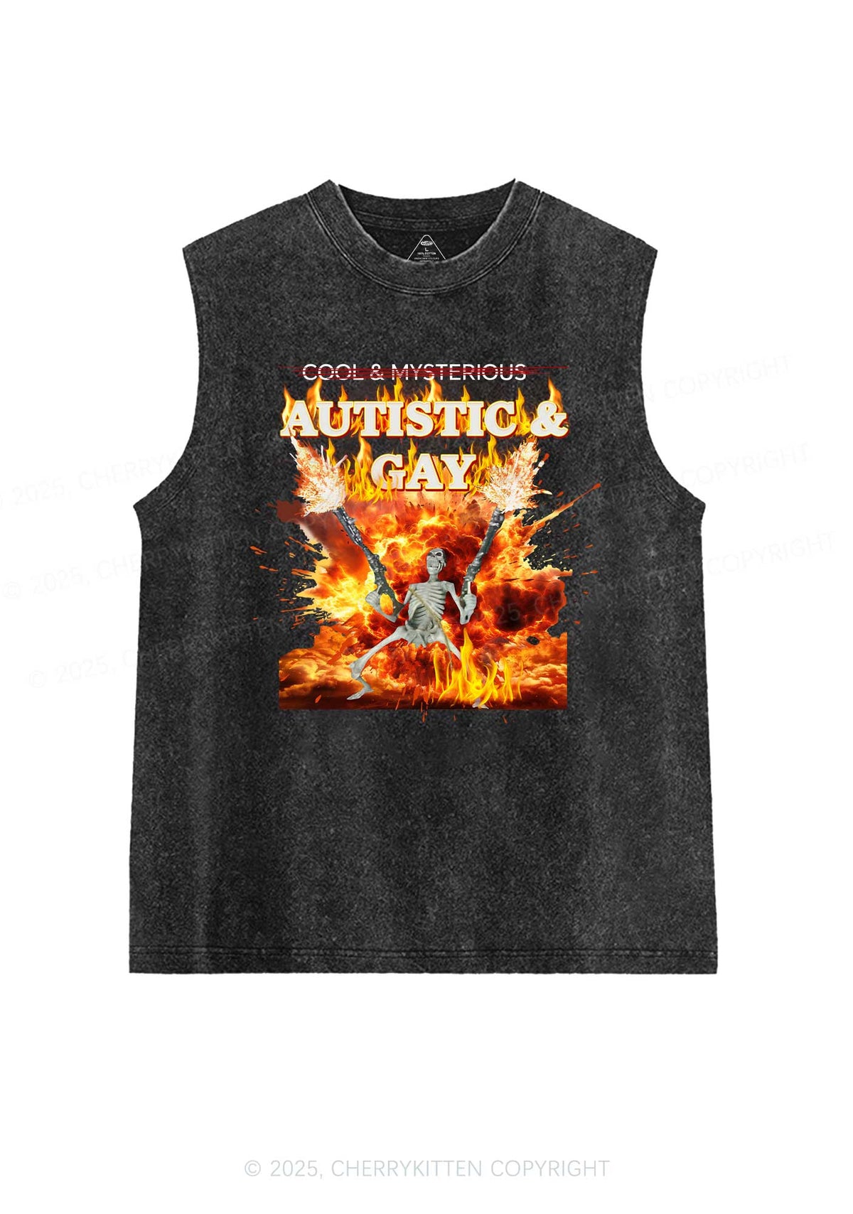 Autistic Gay Skeleton Y2K Washed Tank Cherrykitten
