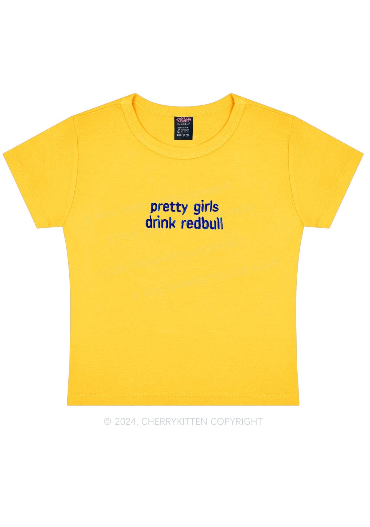 Embroidered Pretty Girls Drink Red Y2K Baby Tee Cherrykitten