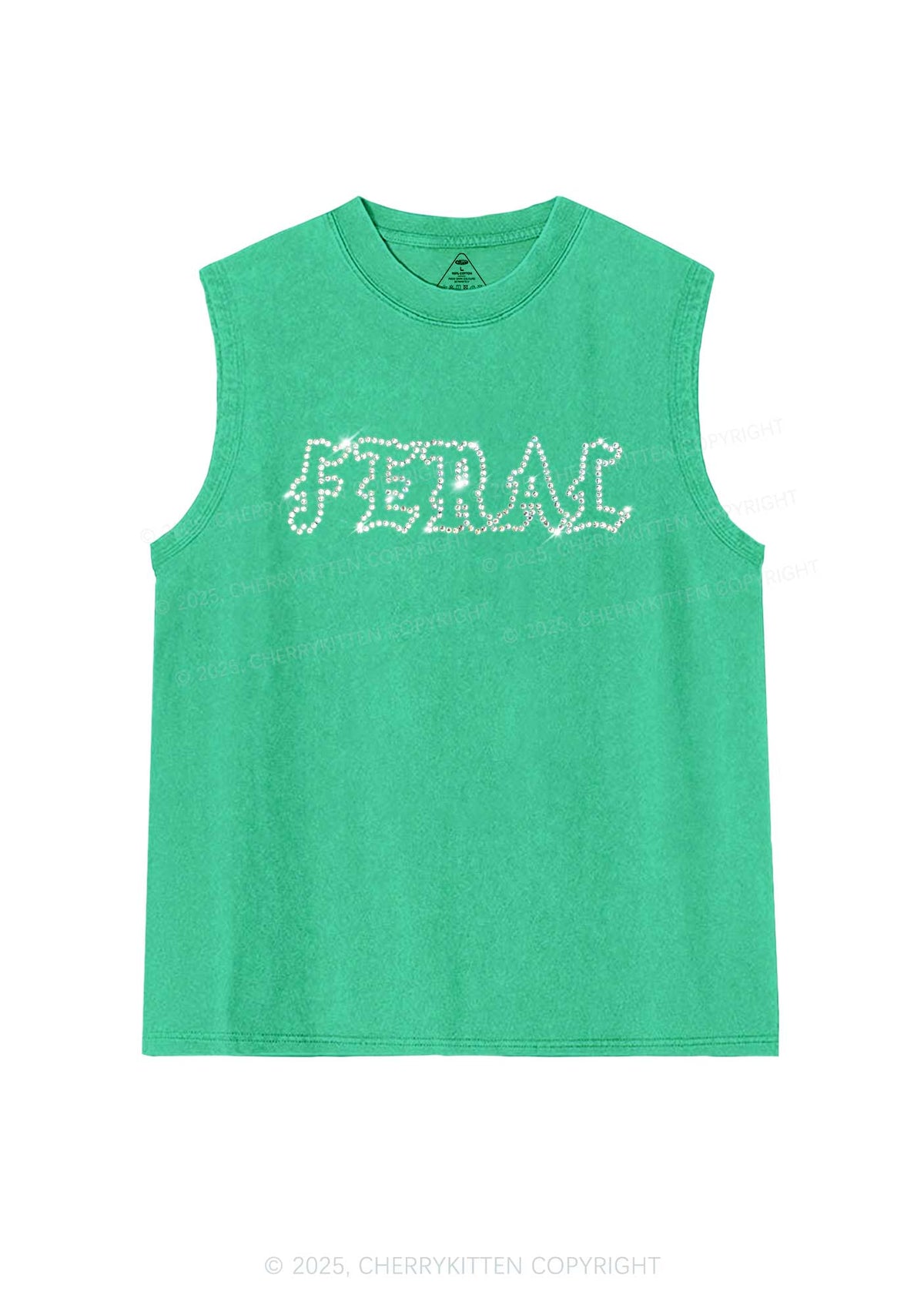 Rhinestone Feral Y2K Washed Muscle Tank Cherrykitten