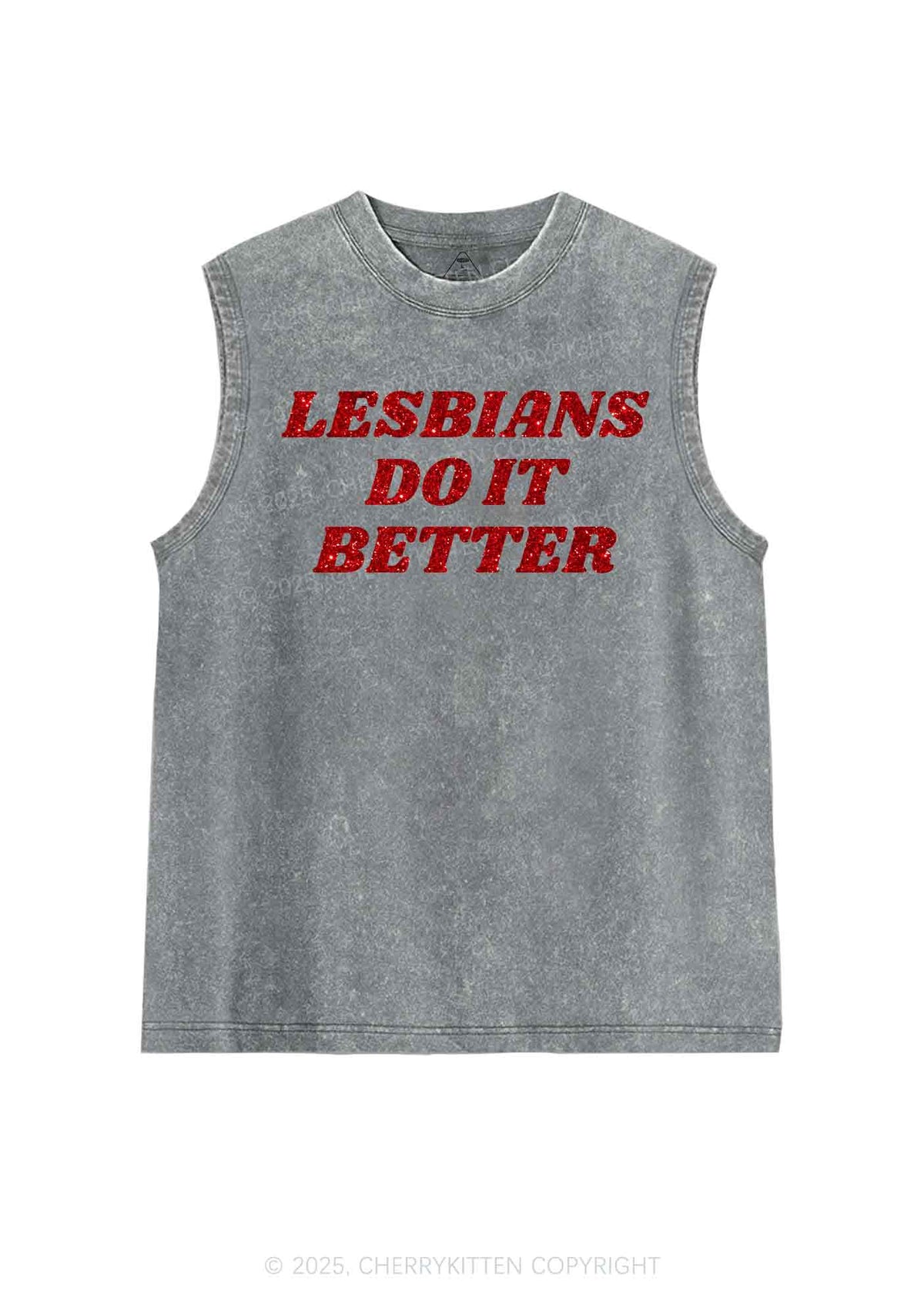 Glitter Lesbians Do It Better Pride Y2K Washed Muscle Tank Cherrykitten
