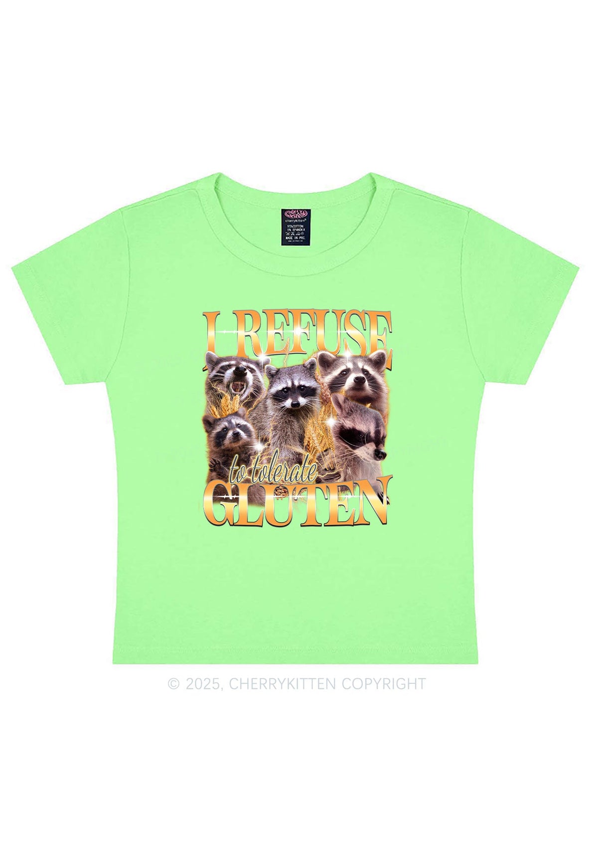 Raccoons Refuse Tolerate Gluten Y2K Baby Tee Cherrykitten