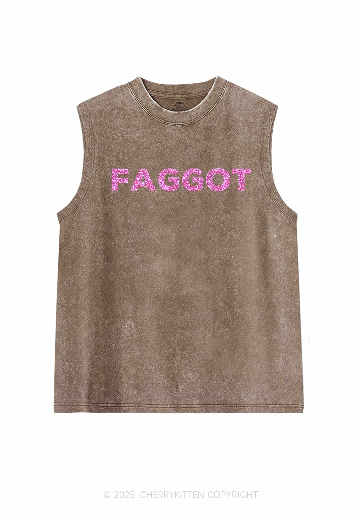 Glitter Faggot Pride Y2K Washed Muscle Tank Cherrykitten
