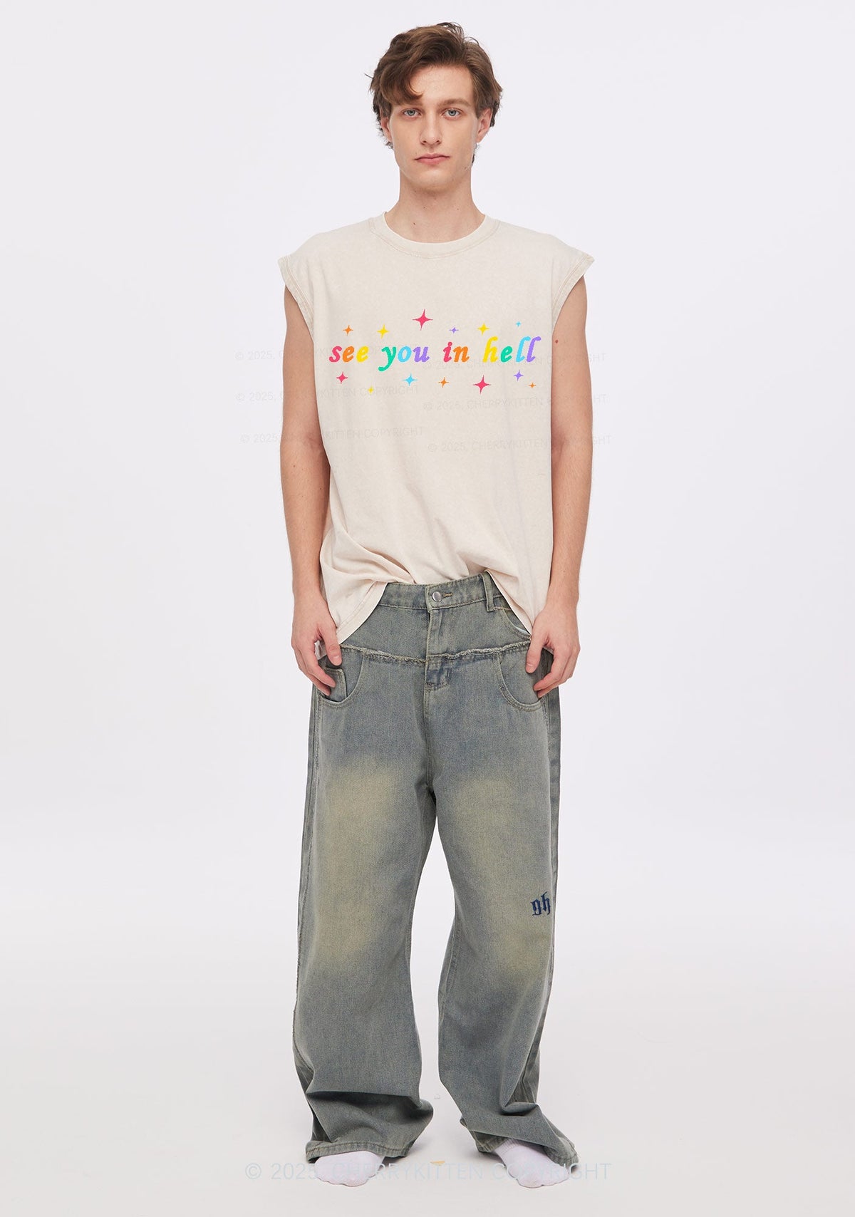 See You In Hell Pride Y2K Washed Muscle Tank Cherrykitten