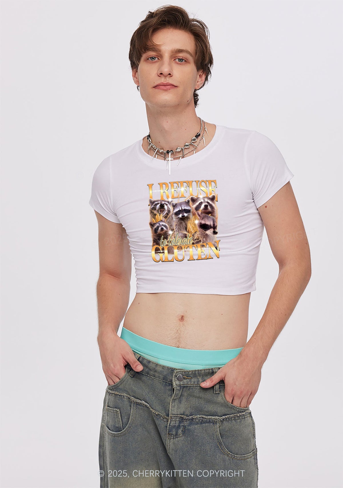 Raccoons Refuse Tolerate Gluten Y2K Baby Tee Cherrykitten