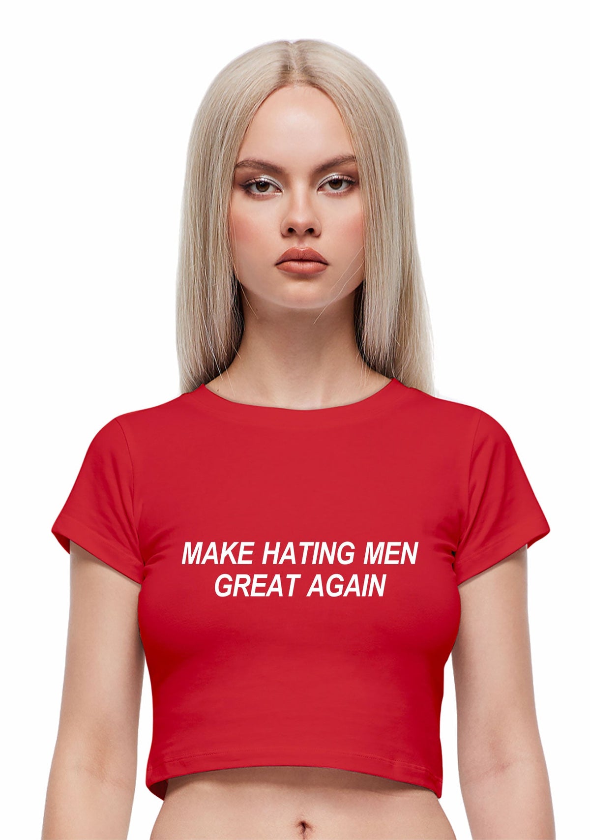 Make Hating Men Great Again Y2K Baby Tee Cherrykitten