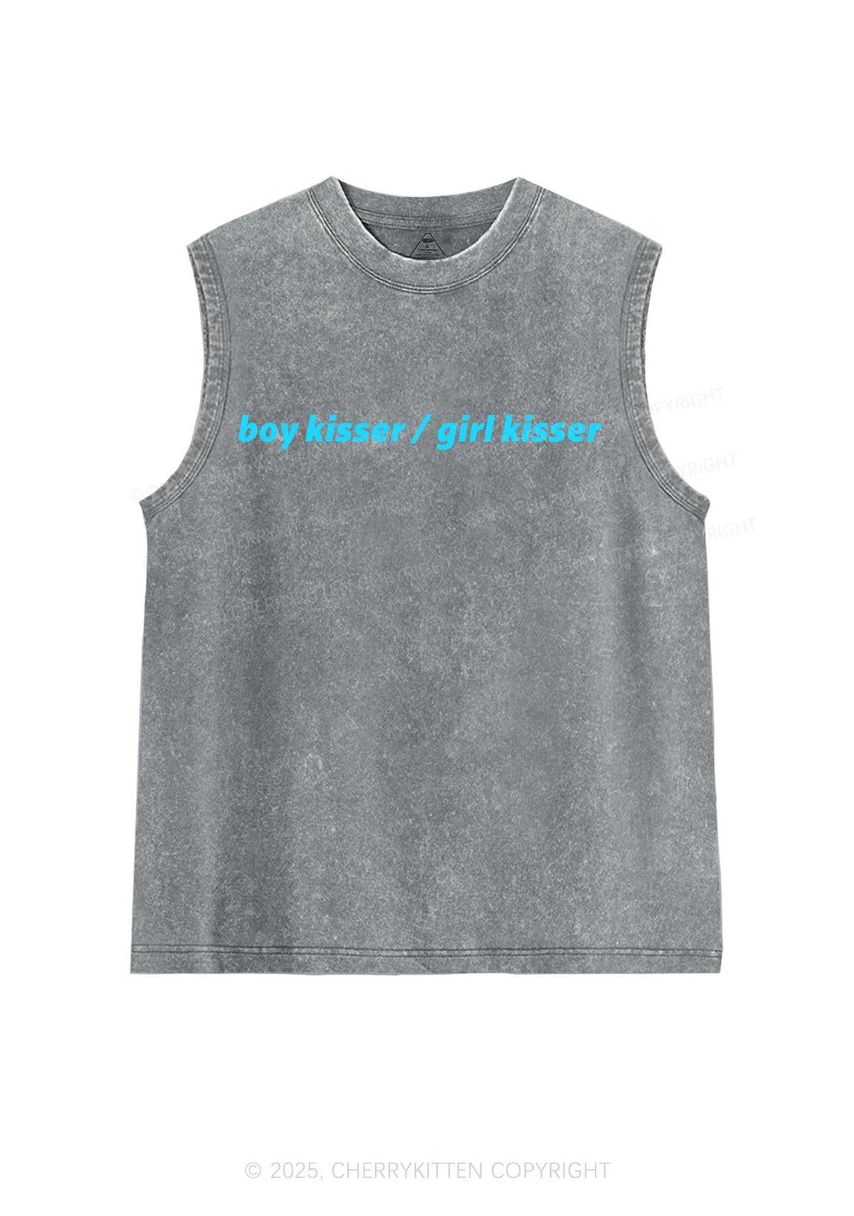 Boy Kisser Girl Kisser Pride Y2K Washed Muscle Tank Cherrykitten