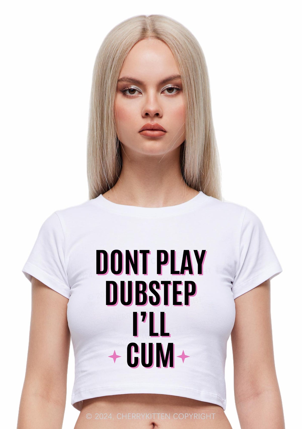 Dont Play Dubstep Y2K Baby Tee Cherrykitten