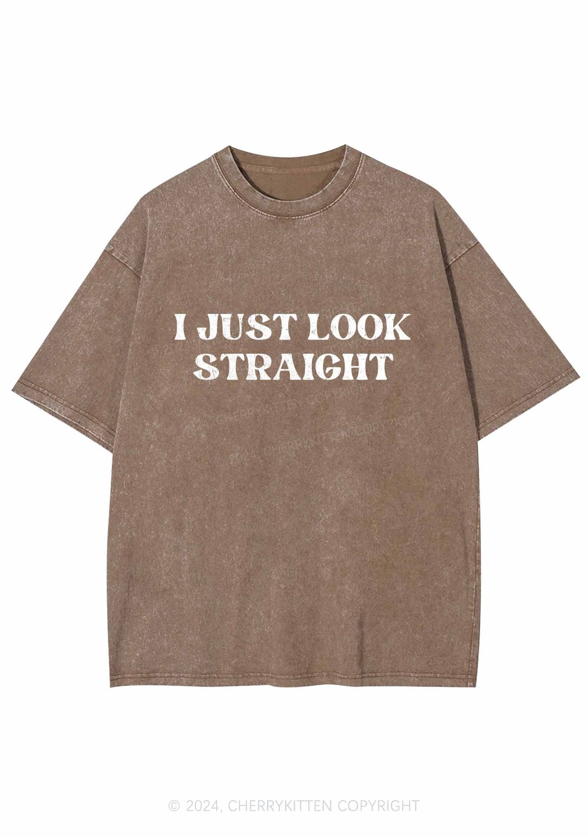I Just Look Straight Y2K Washed Tee Cherrykitten