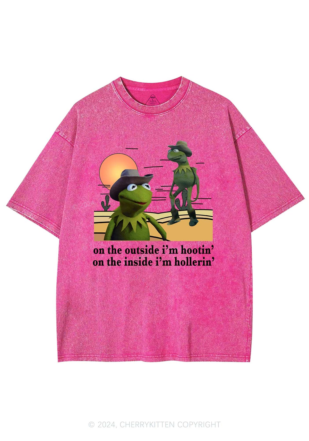 On The Outside I'm Hootin Y2K Washed Tee Cherrykitten