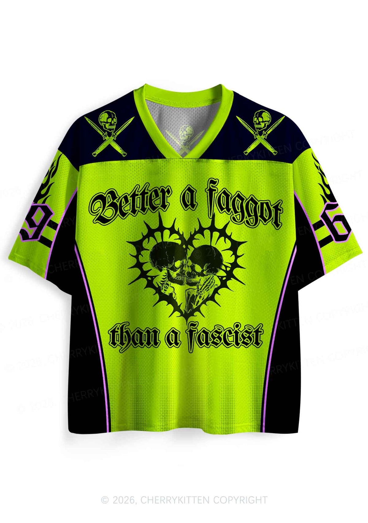 Green Better Faggot Than Fascist Pride Y2K Sport Jersey Shirts Cherrykitten