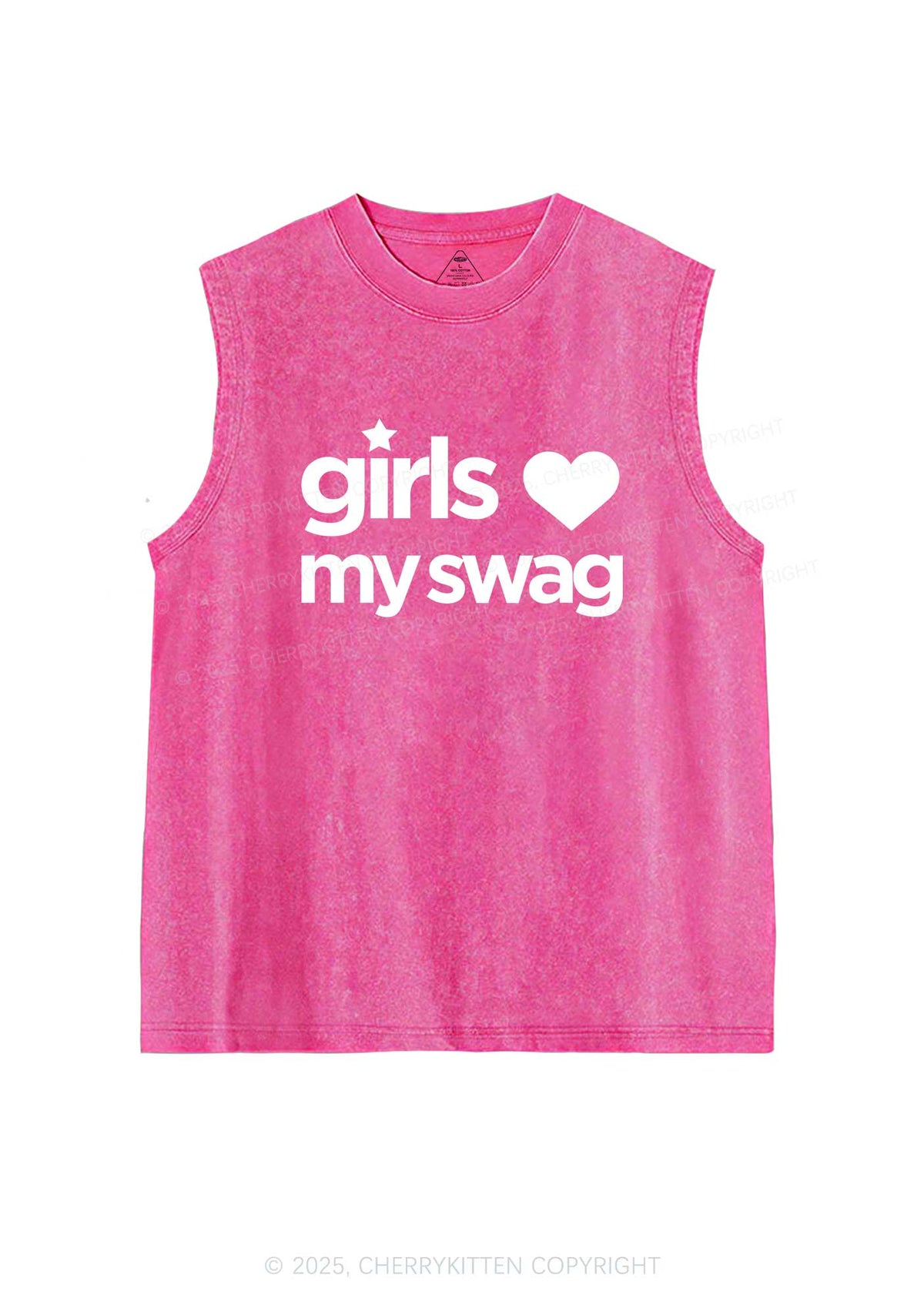 Girls Love My Swag Pride Y2K Washed Muscle Tank Cherrykitten