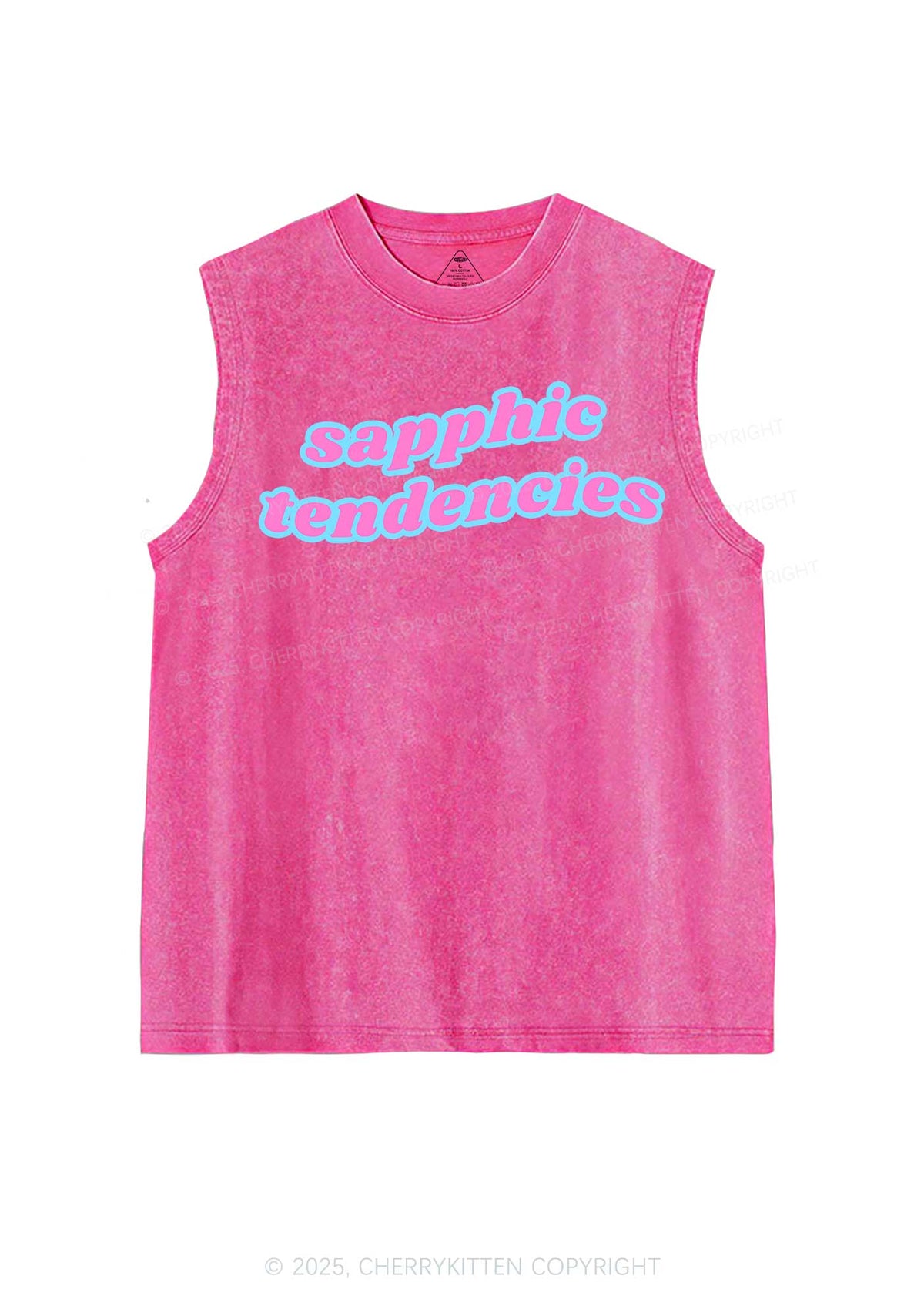 Sapphic Tendencies Pride Y2K Washed Muscle Tank Cherrykitten