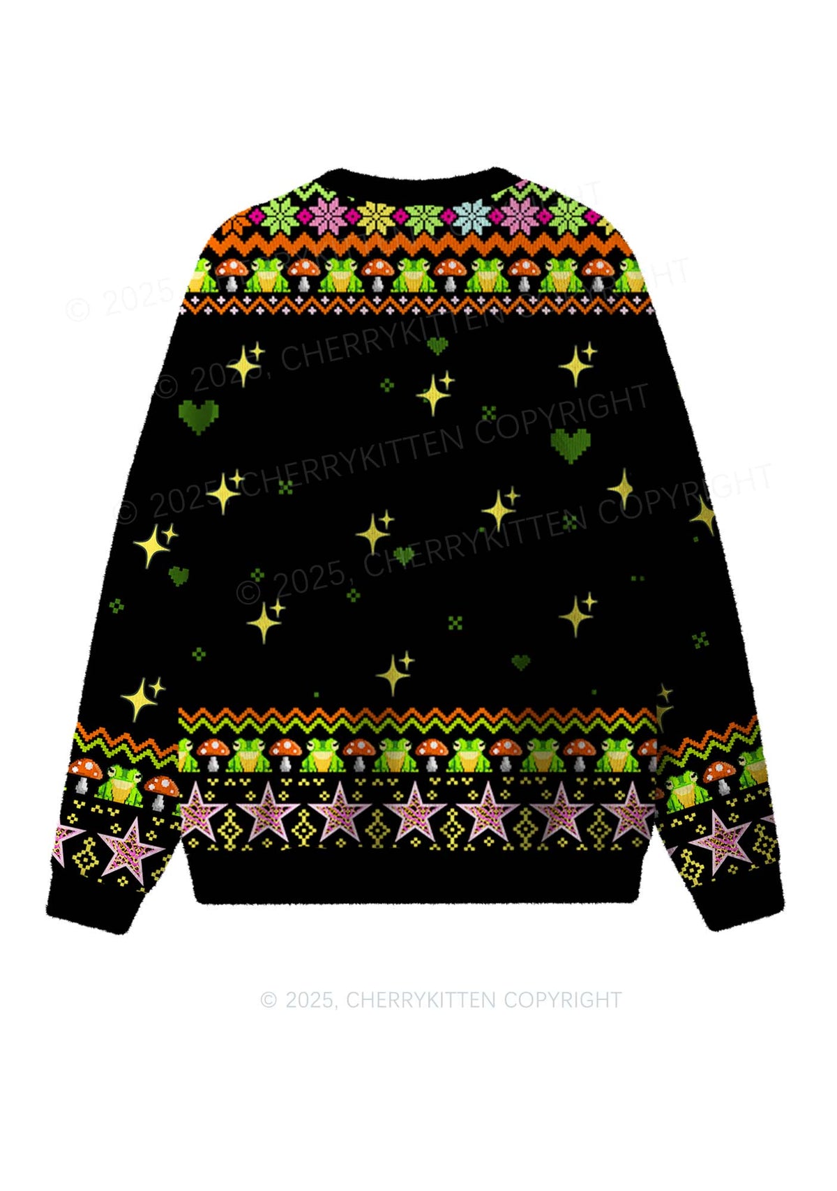 Tism Rizz Frog Y2K Christmas Knit Sweatshirt Cherrykitten