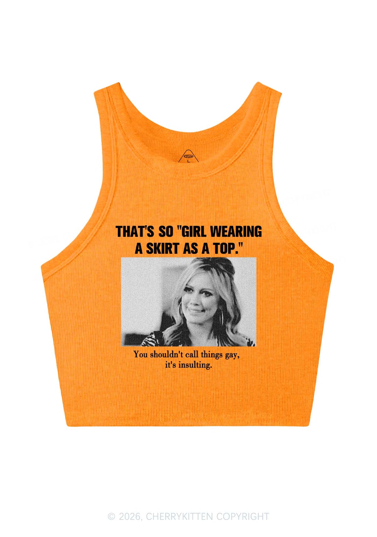Girl Wearing A Skirt As A Top Y2K Crop Tank Top Cherrykitten