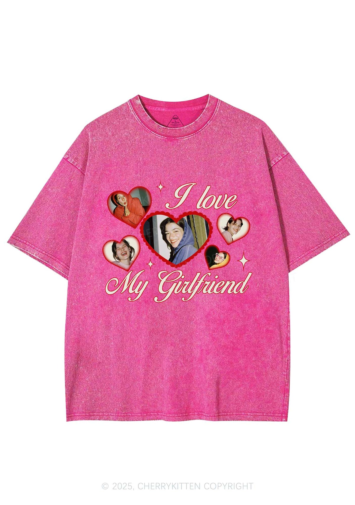 Custom Boyfriend Photos Y2K Valentine's Day Washed Tee Cherrykitten