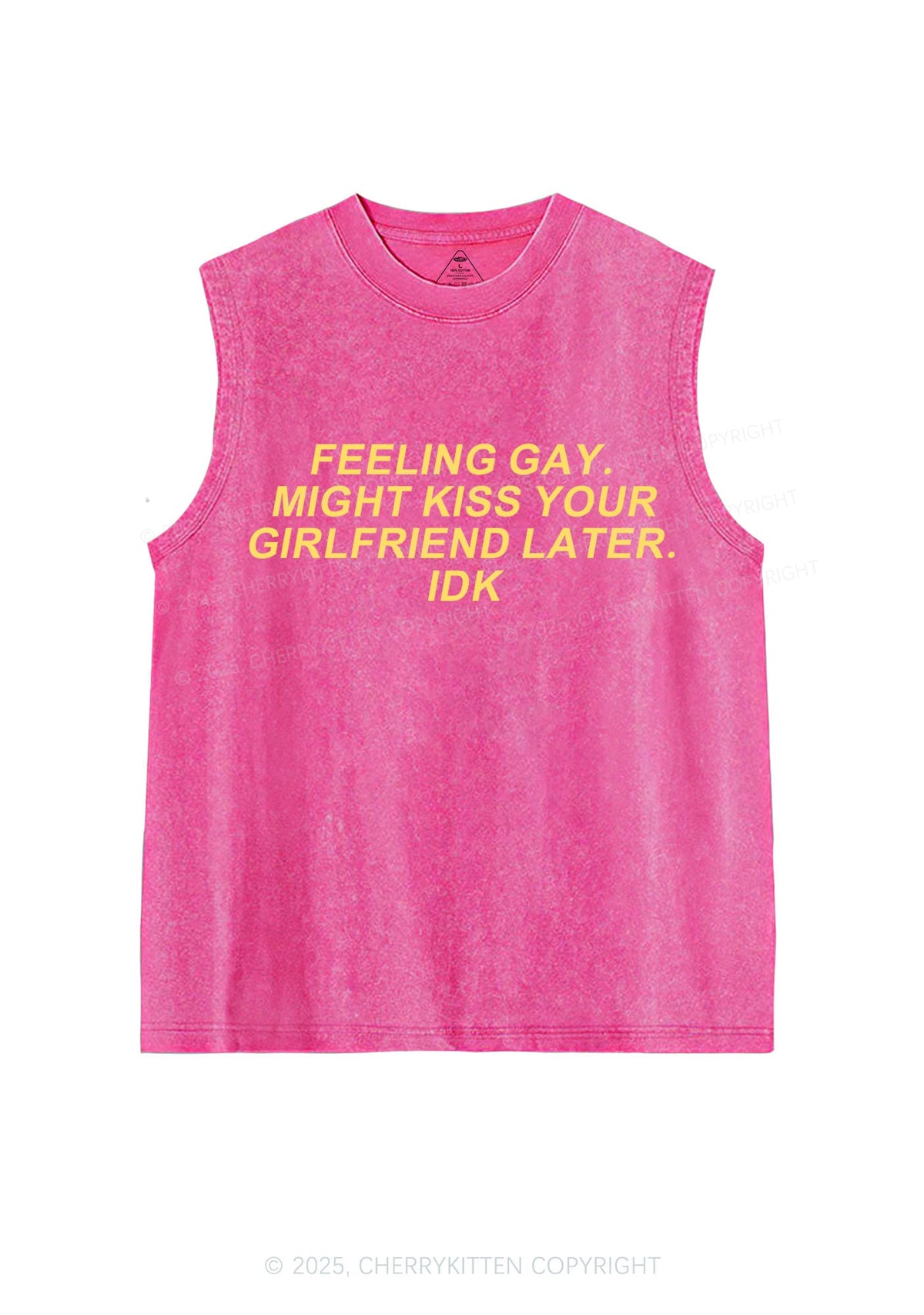 Kiss Your GF Later Pride Y2K Washed Muscle Tank Cherrykitten