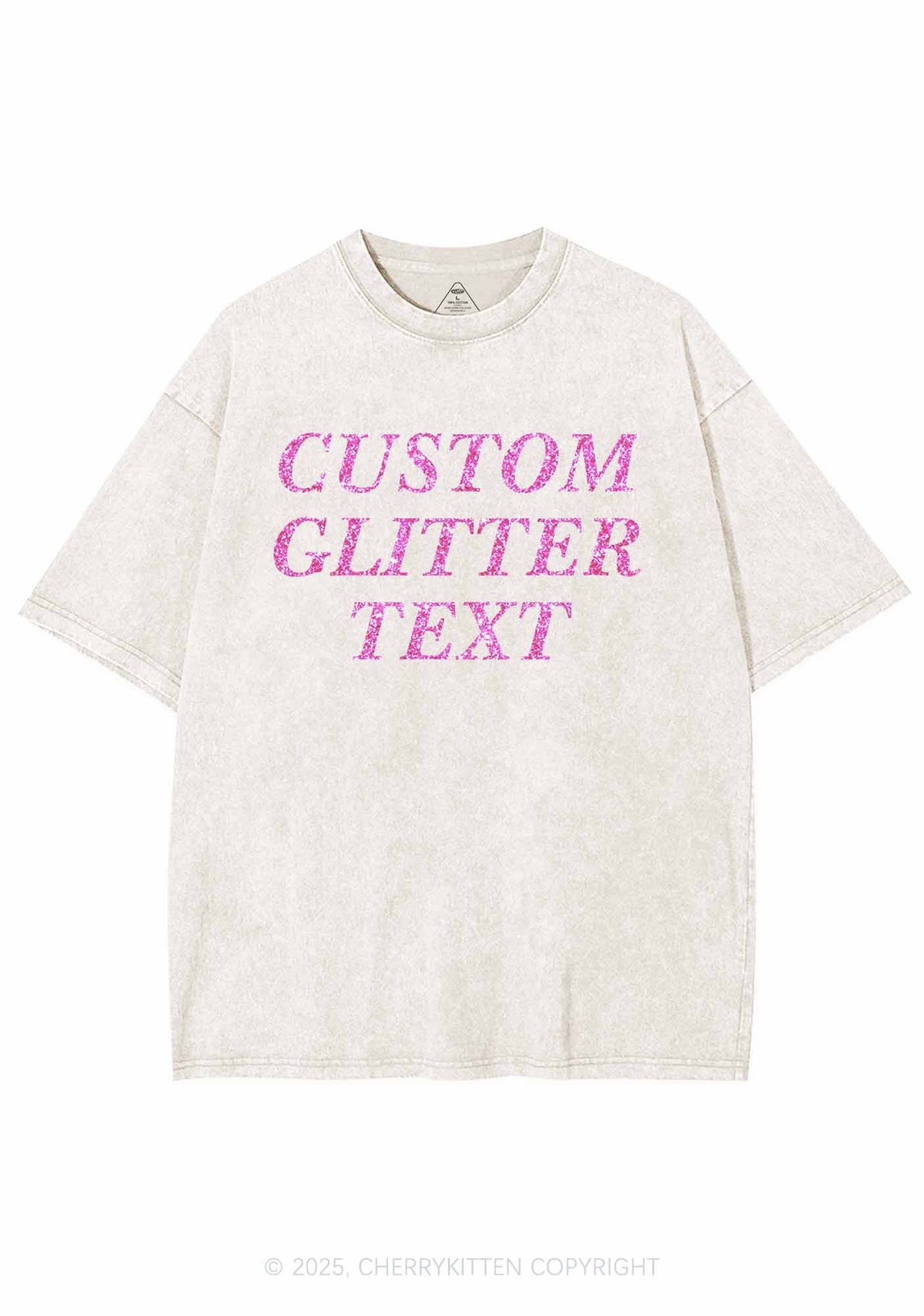 Custom Text Glitter Y2K Shirts Washed Tee Cherrykitten