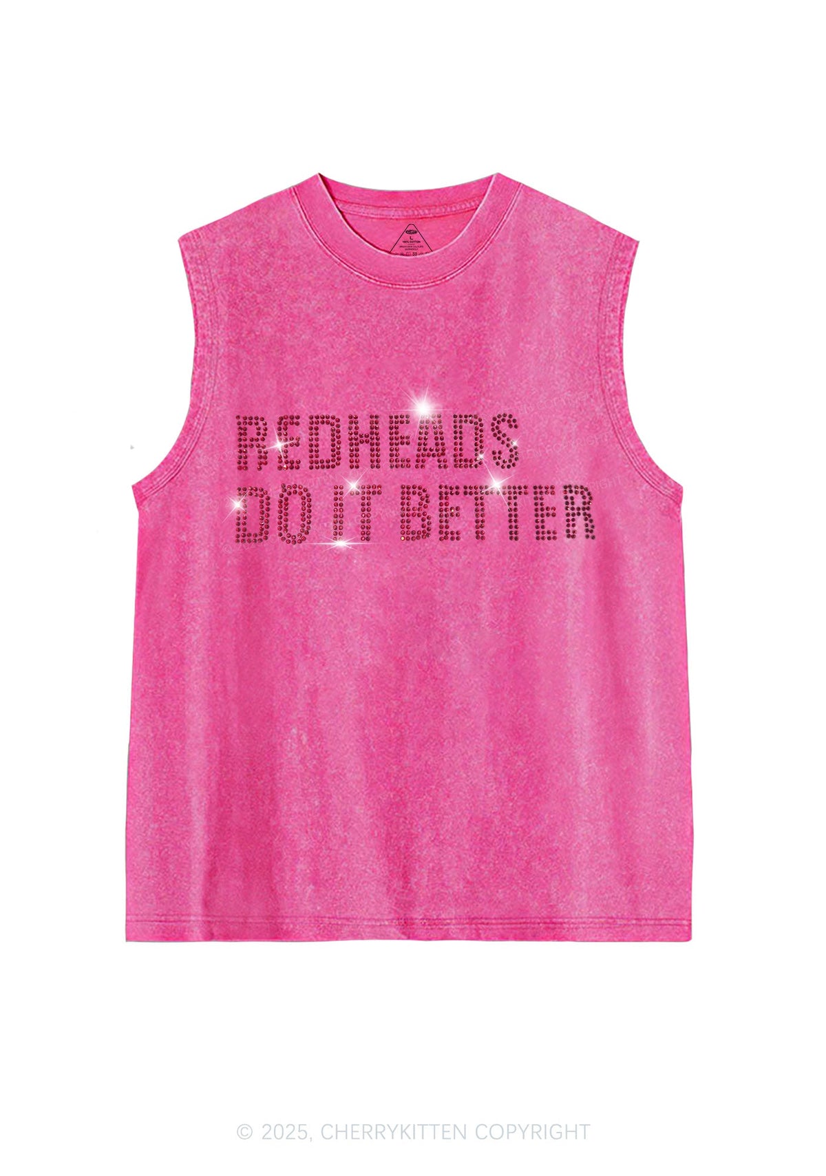 Rhinestone Redheads Do It Better Y2K Washed Muscle Tank Cherrykitten