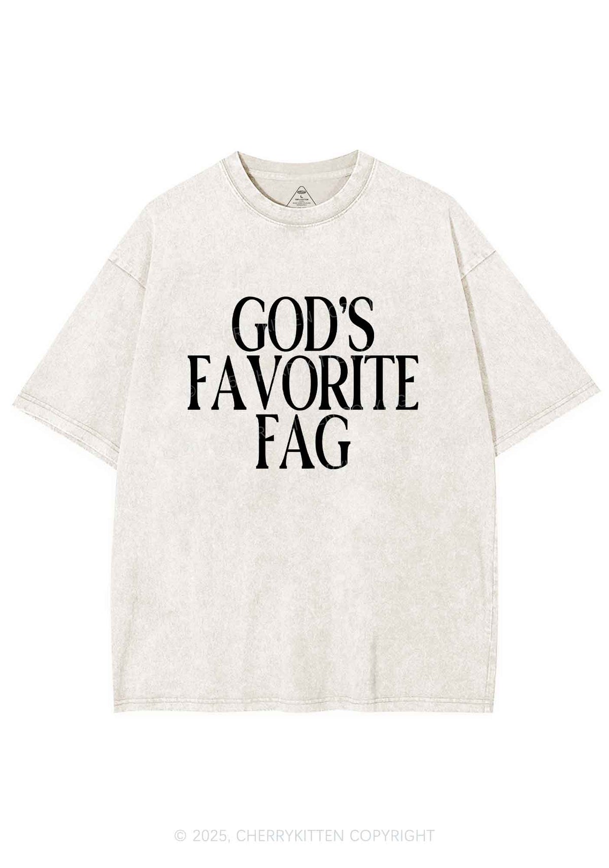 Gods Favorite Fag Pride Y2K Shirts Washed Tee Cherrykitten