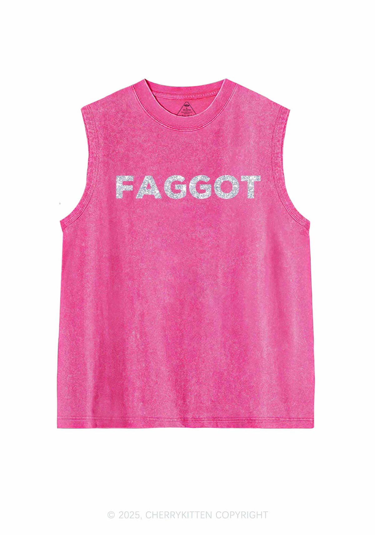 Glitter Faggot Pride Y2K Washed Muscle Tank Cherrykitten
