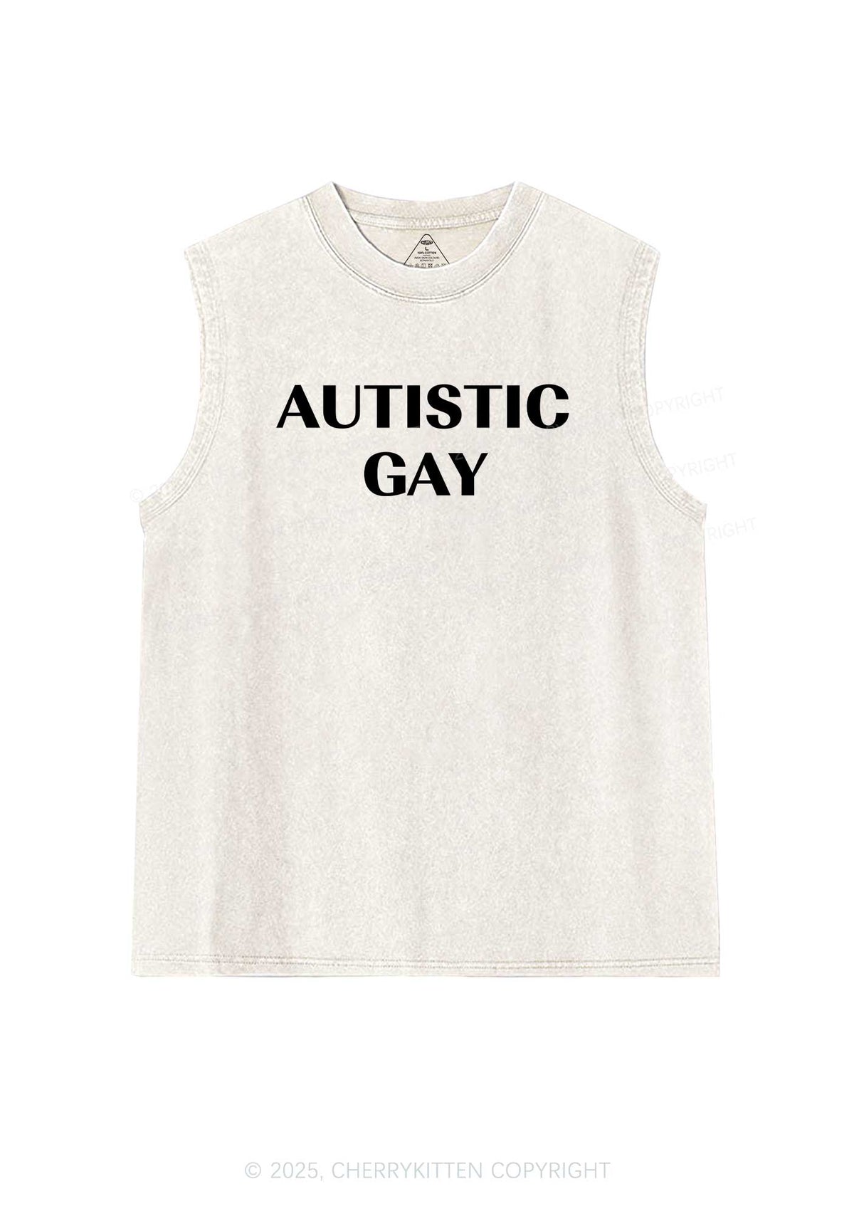 Autistic Gay Pride Y2K Washed Muscle Tank Cherrykitten