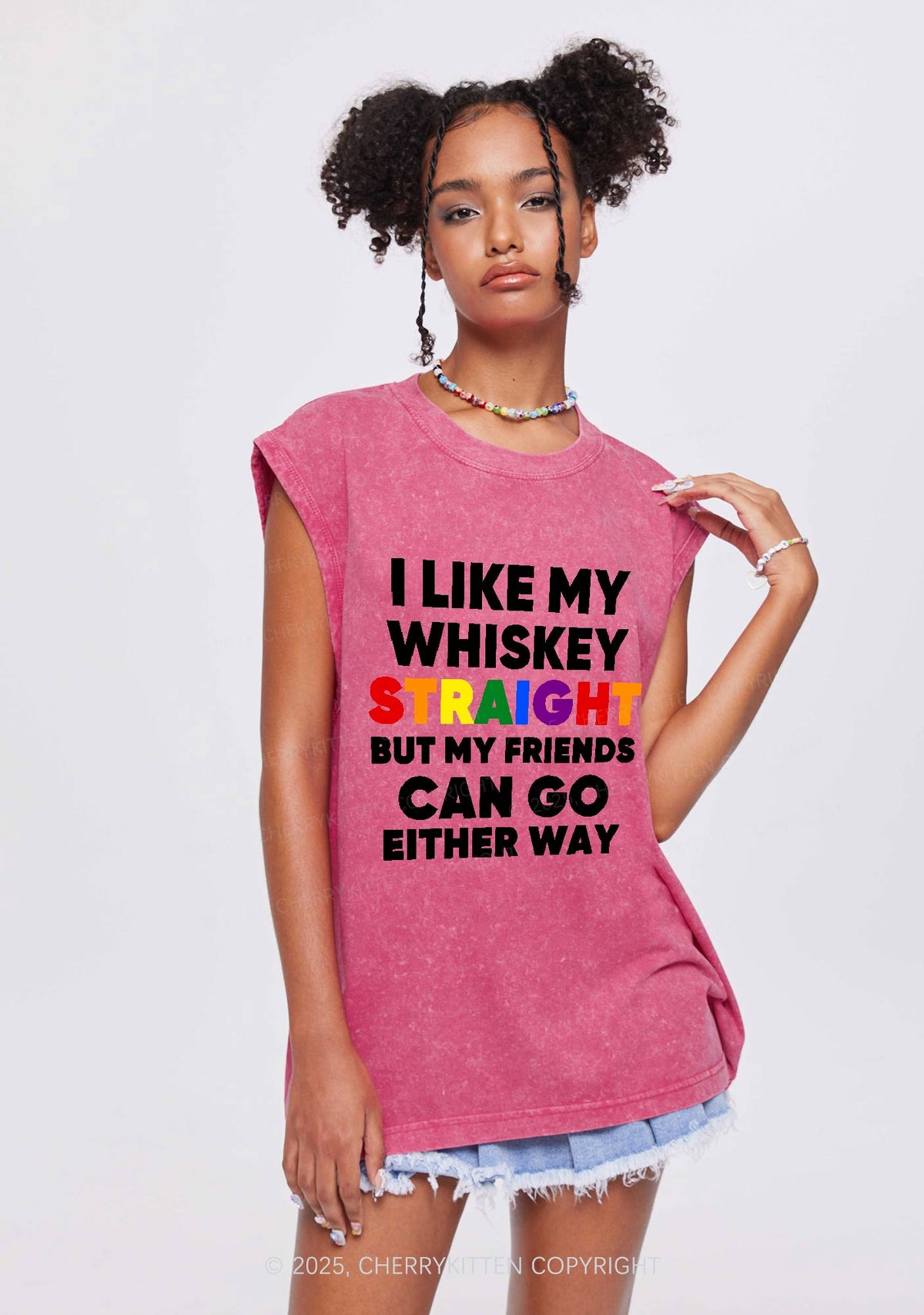 I Like Straight Pride Y2K Washed Muscle Tank Cherrykitten