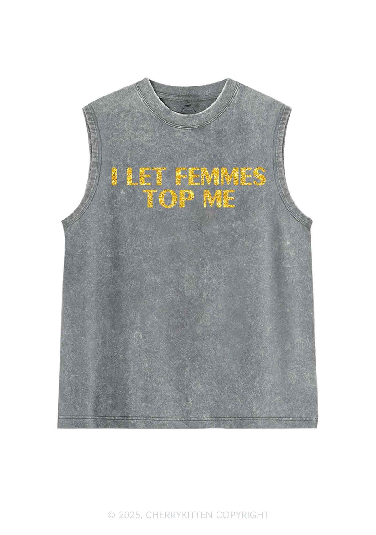 Glitter I Let Femmes Top Me Pride Y2K Washed Muscle Tank Cherrykitten