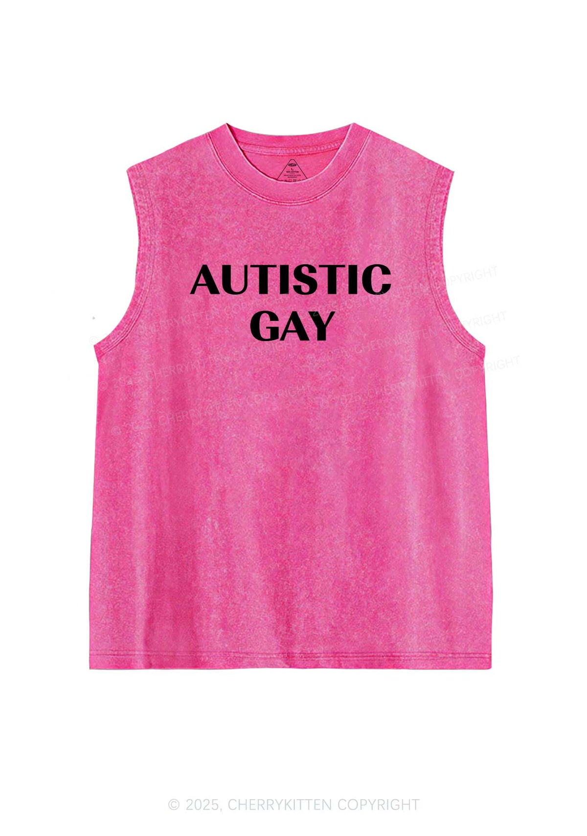 Autistic Gay Pride Y2K Washed Muscle Tank Cherrykitten