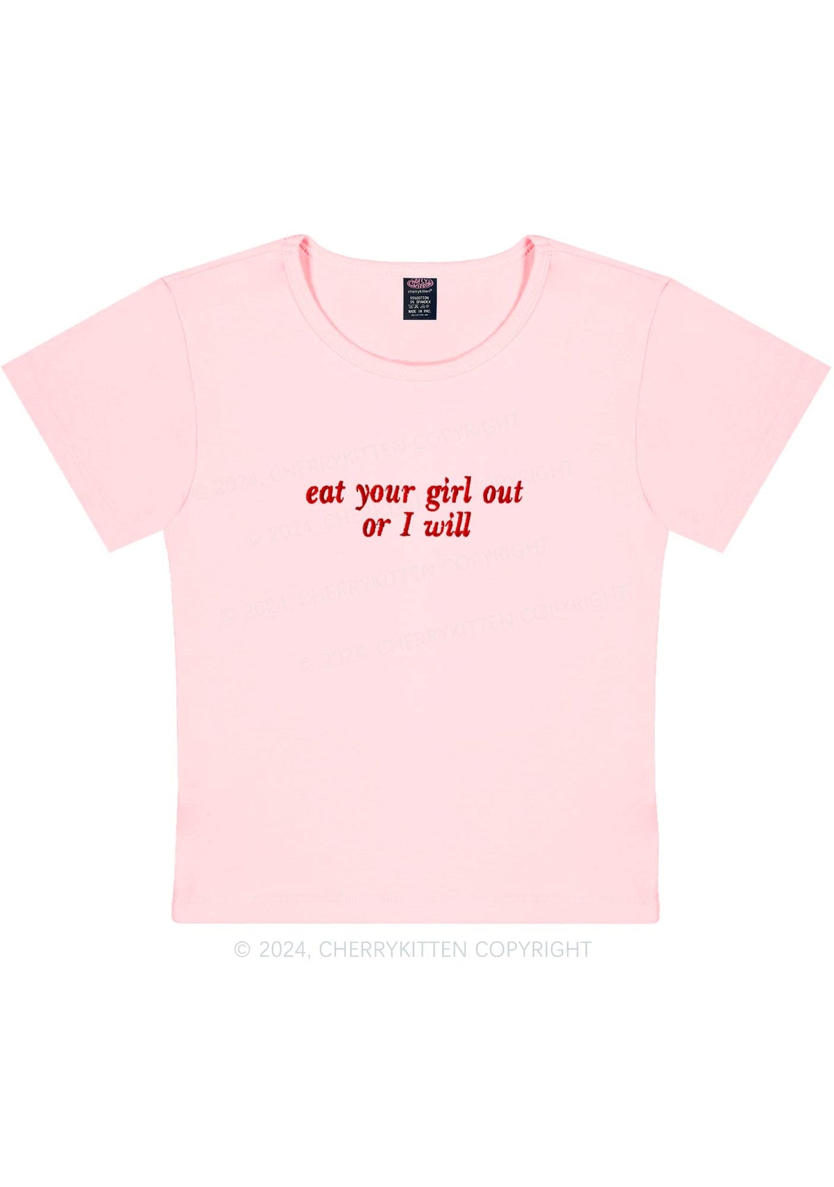 Embroidered Eat Your Girl Out Y2K Baby Tee Cherrykitten