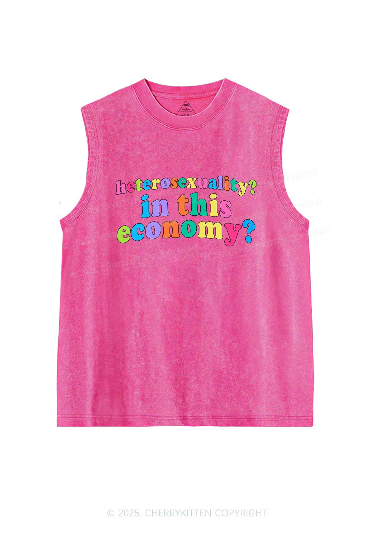 Heterosexuality In This Economy Pride Y2K Washed Muscle Tank Cherrykitten