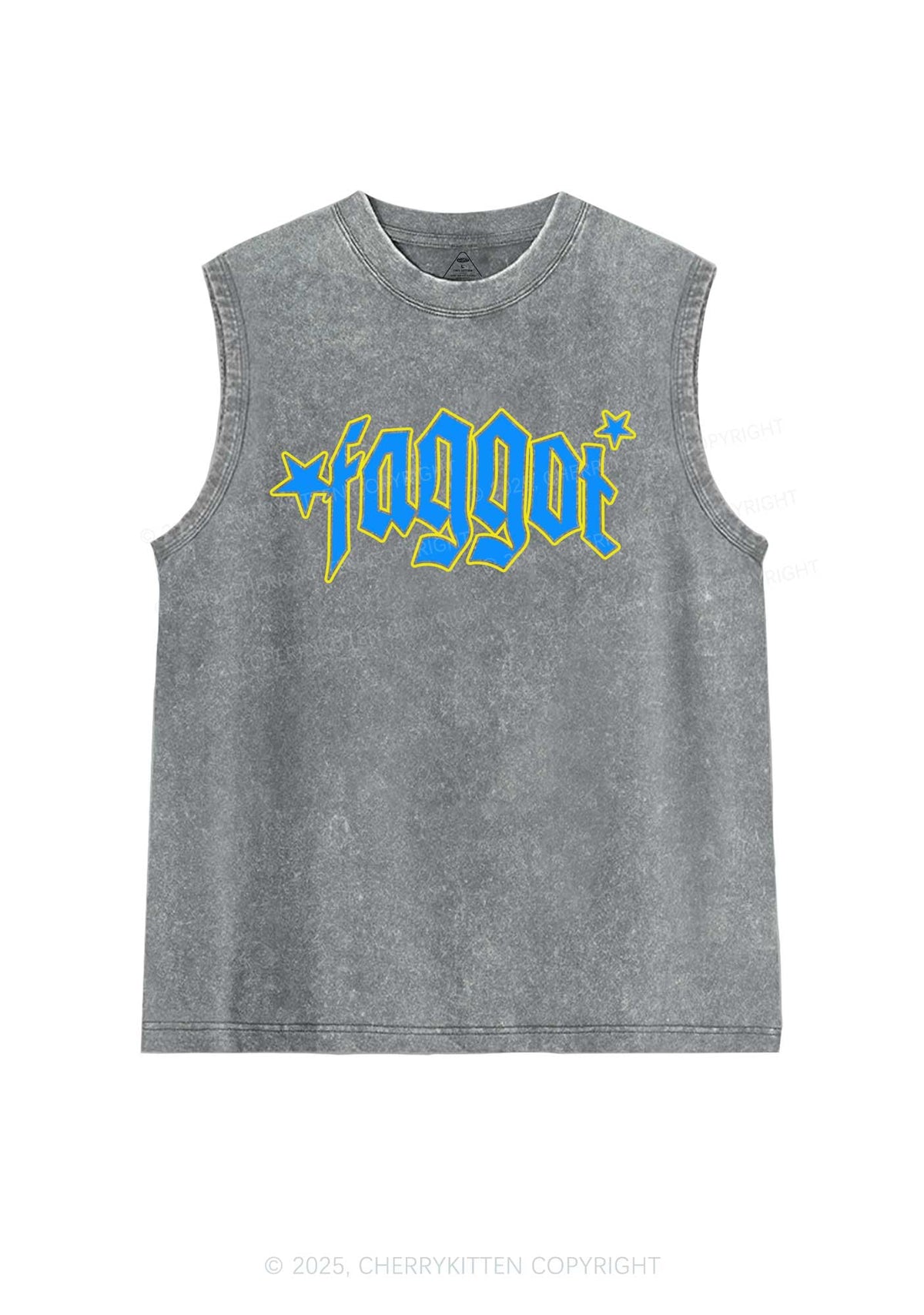 Faggot Stars Pride Y2K Washed Muscle Tank Cherrykitten