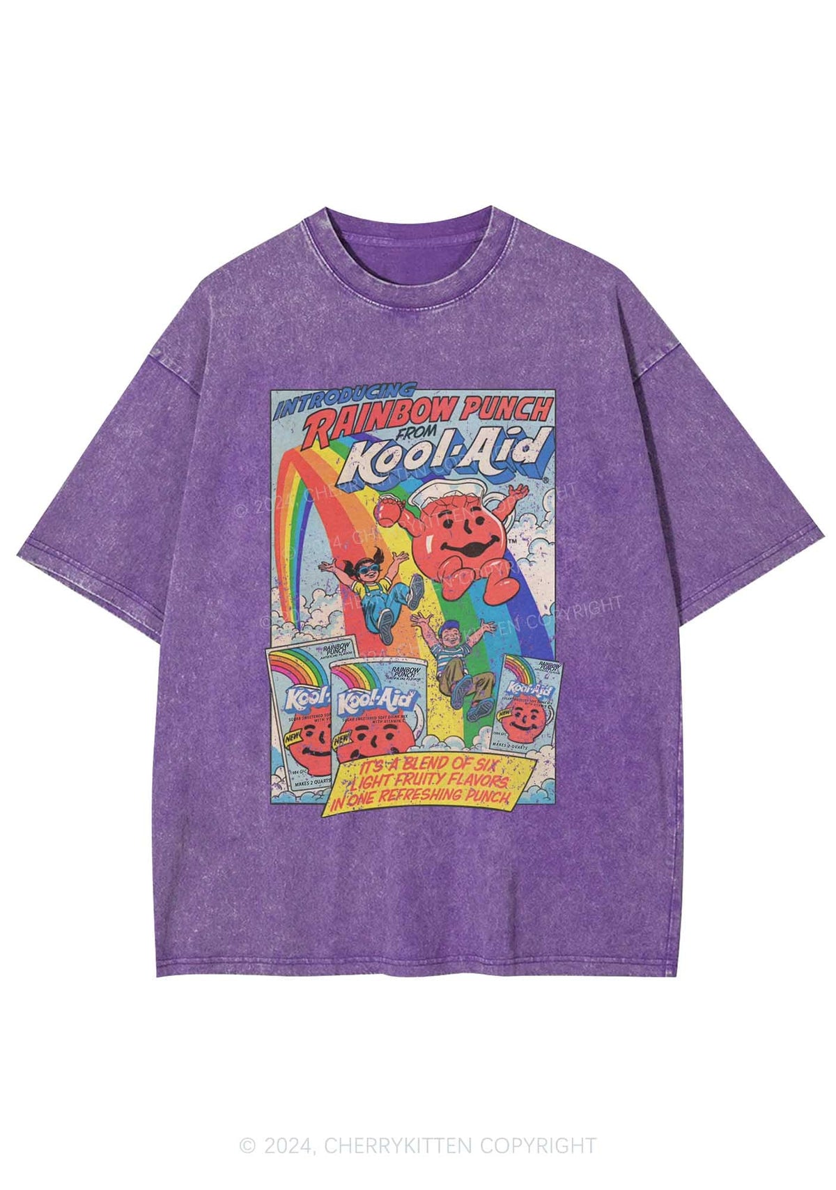 Rainbow Punch Y2K Washed Tee Cherrykitten