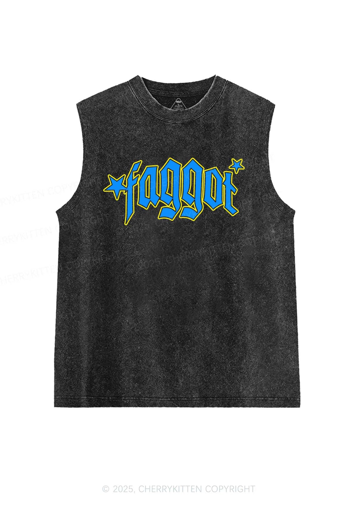 Faggot Stars Pride Y2K Washed Muscle Tank Cherrykitten