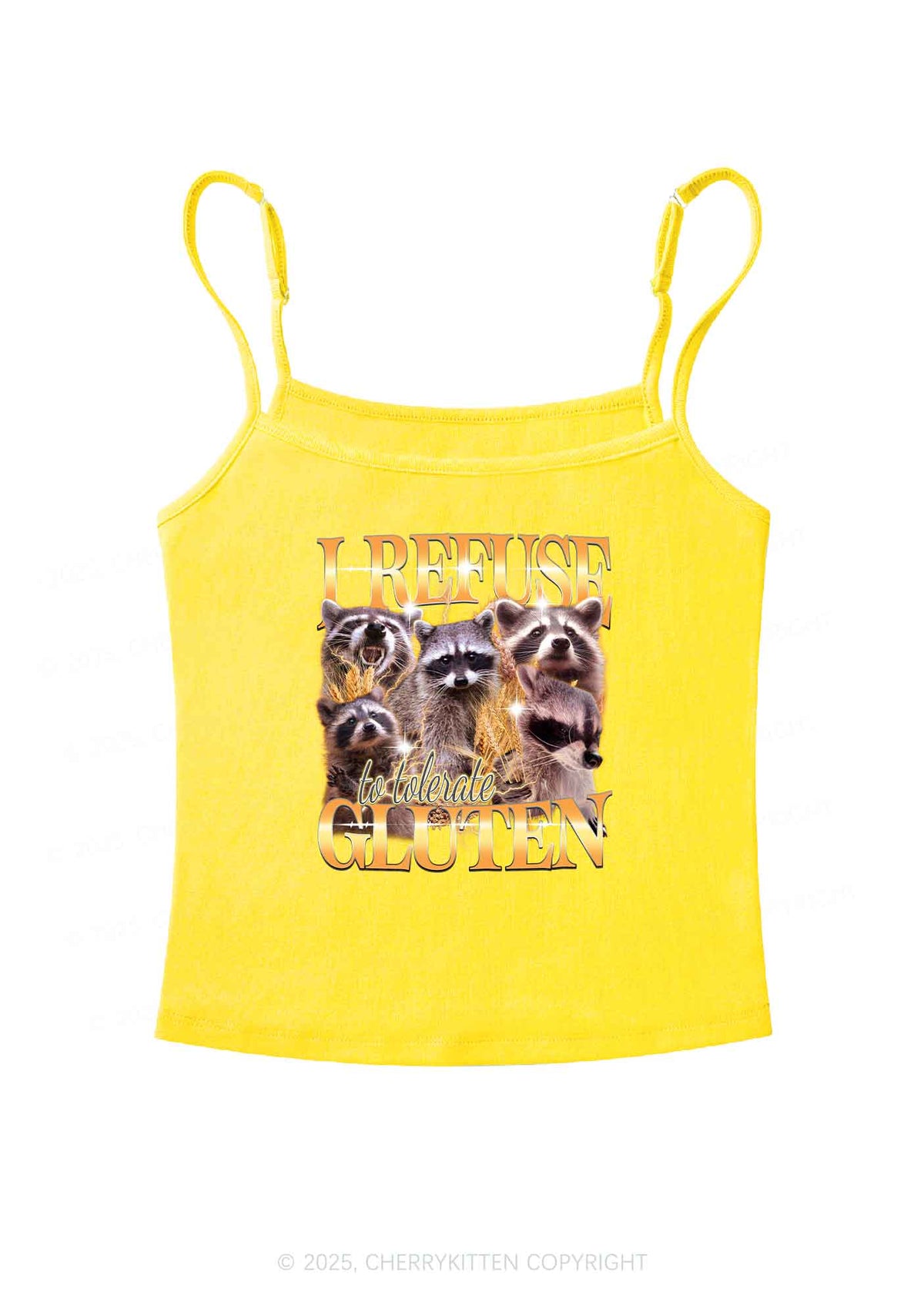 Raccoons Refuse Tolerate Gluten Y2K Spaghetti Strap Cami Cherrykitten