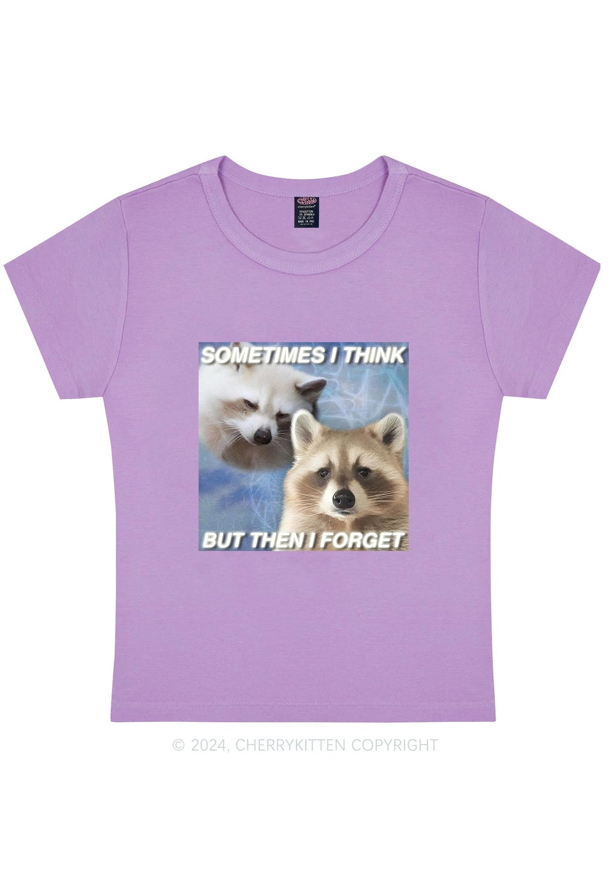 Raccoon Sometimes Think Y2K Baby Tee Cherrykitten