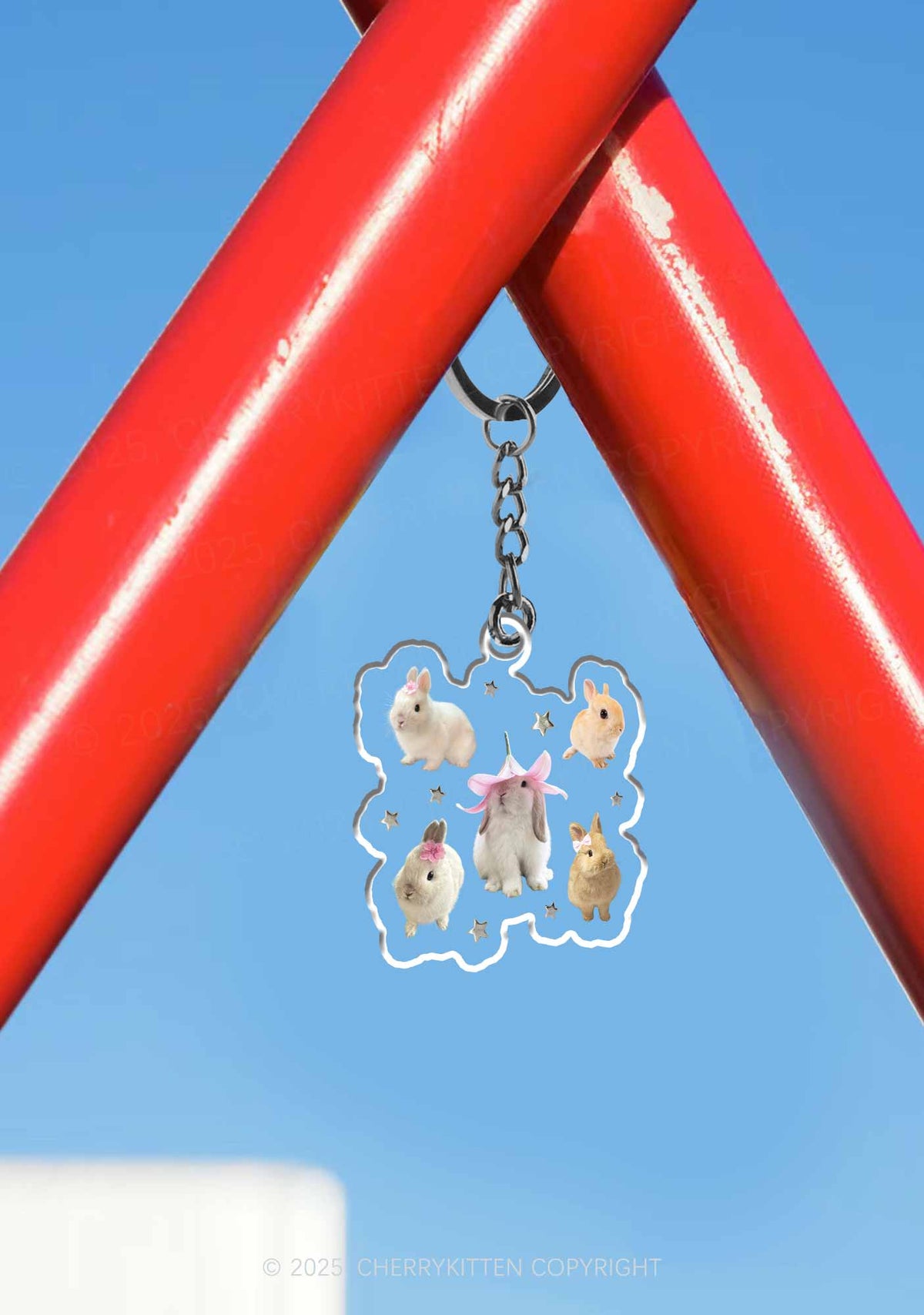 Lovely Rabbits 1Pc Y2K Keychain Cherrykitten