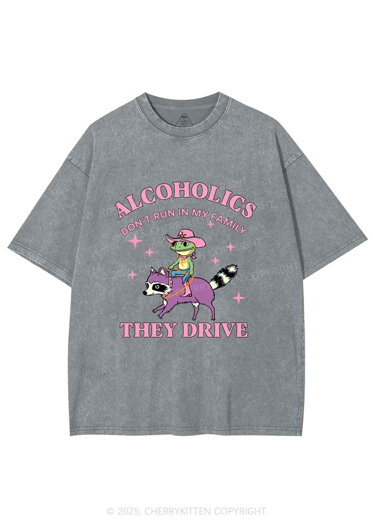 Alcoholics Drive Y2K Shirts Washed Tee Cherrykitten