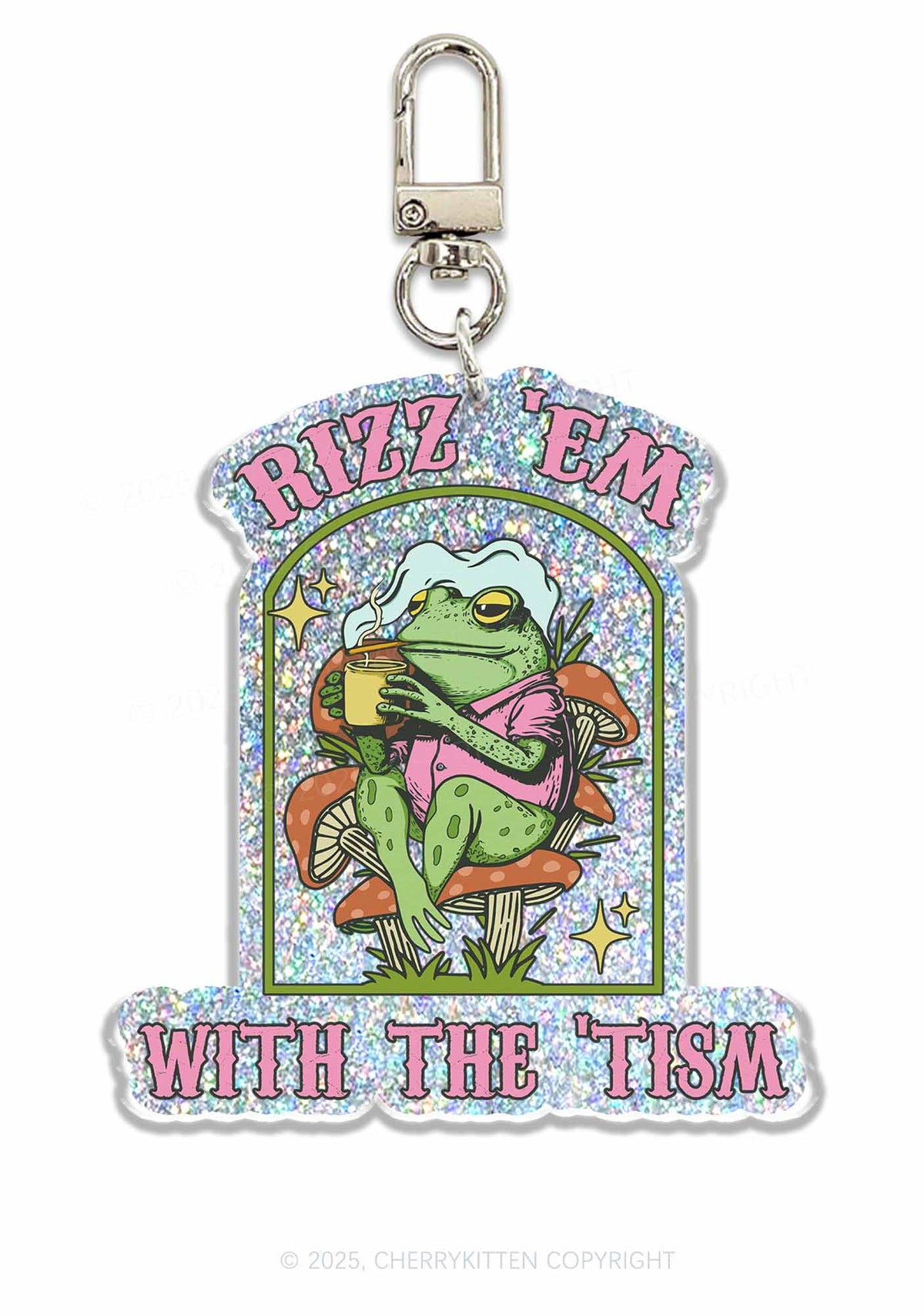 Tism Rizz Frog 1Pc Y2K Glitter Keychain Cherrykitten