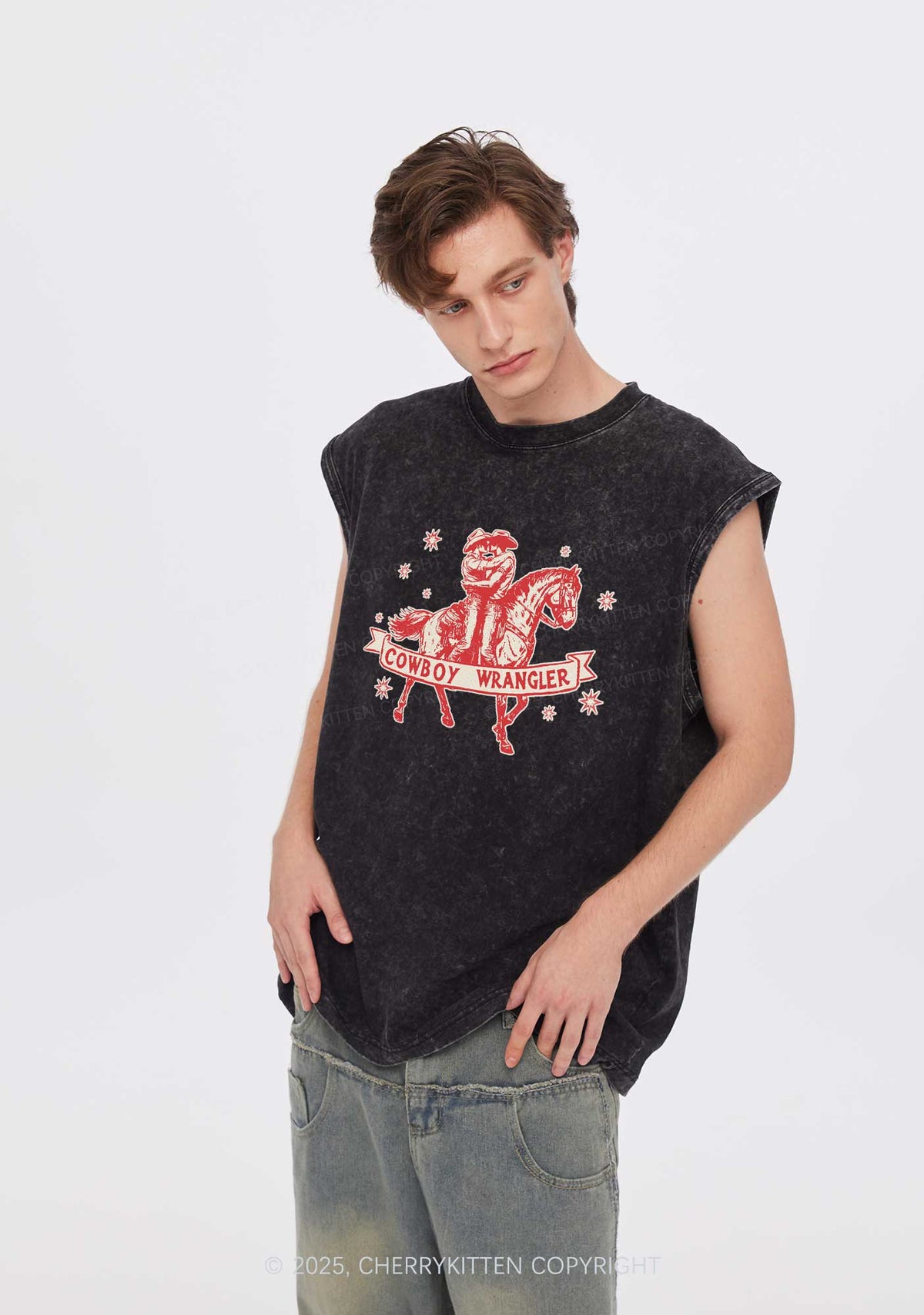 Cowboy Wrangler Pride Y2K Washed Muscle Tank Cherrykitten