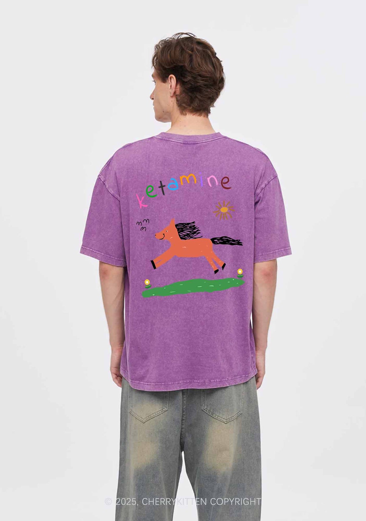Orange Pony Two Sides Y2K Shirts Washed Tee Cherrykitten