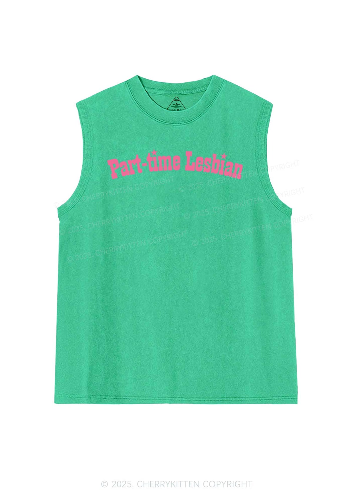 Part Time Lesbian Pride Y2K Washed Muscle Tank Cherrykitten
